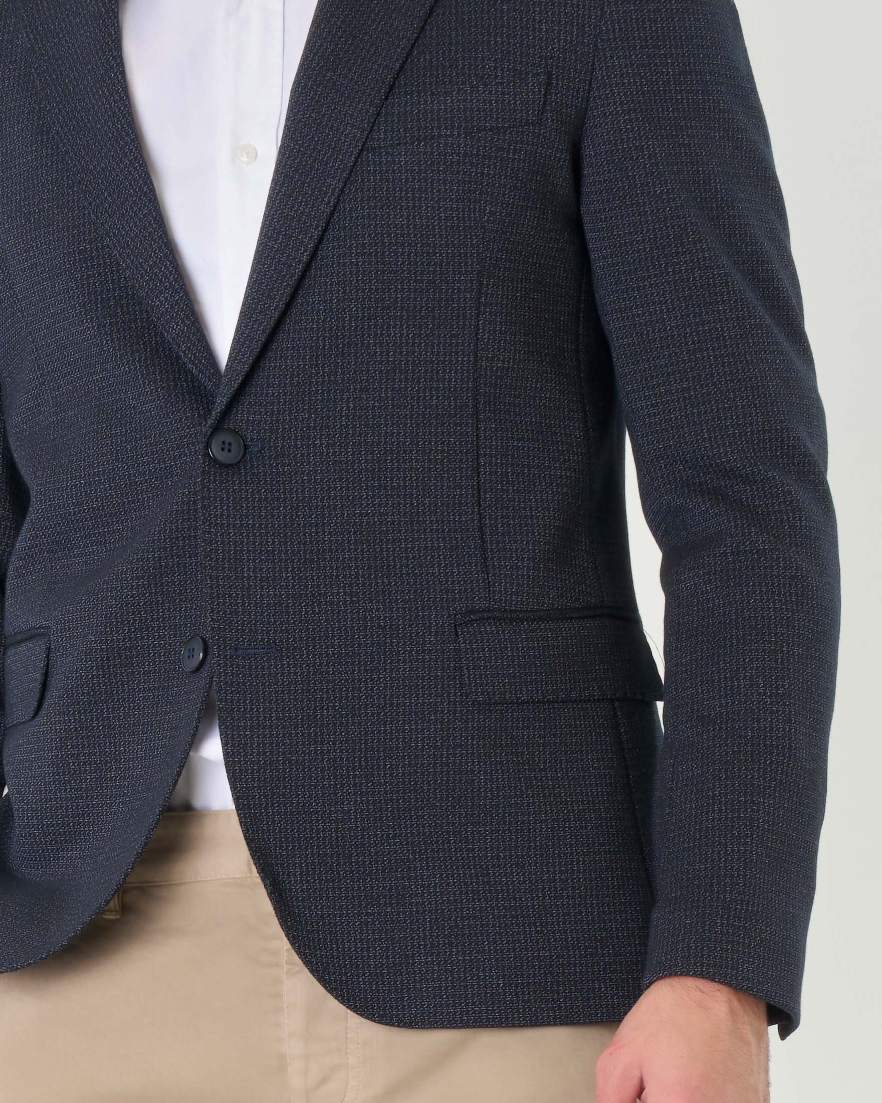 Blazer blu regular-fit in jersey di misto cotone stretch con armatura bicolore image