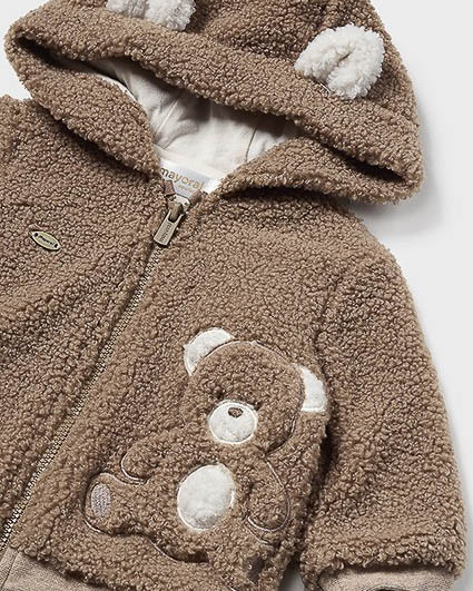 Felpa Mayoral marrone teddy con cappuccio e zip image