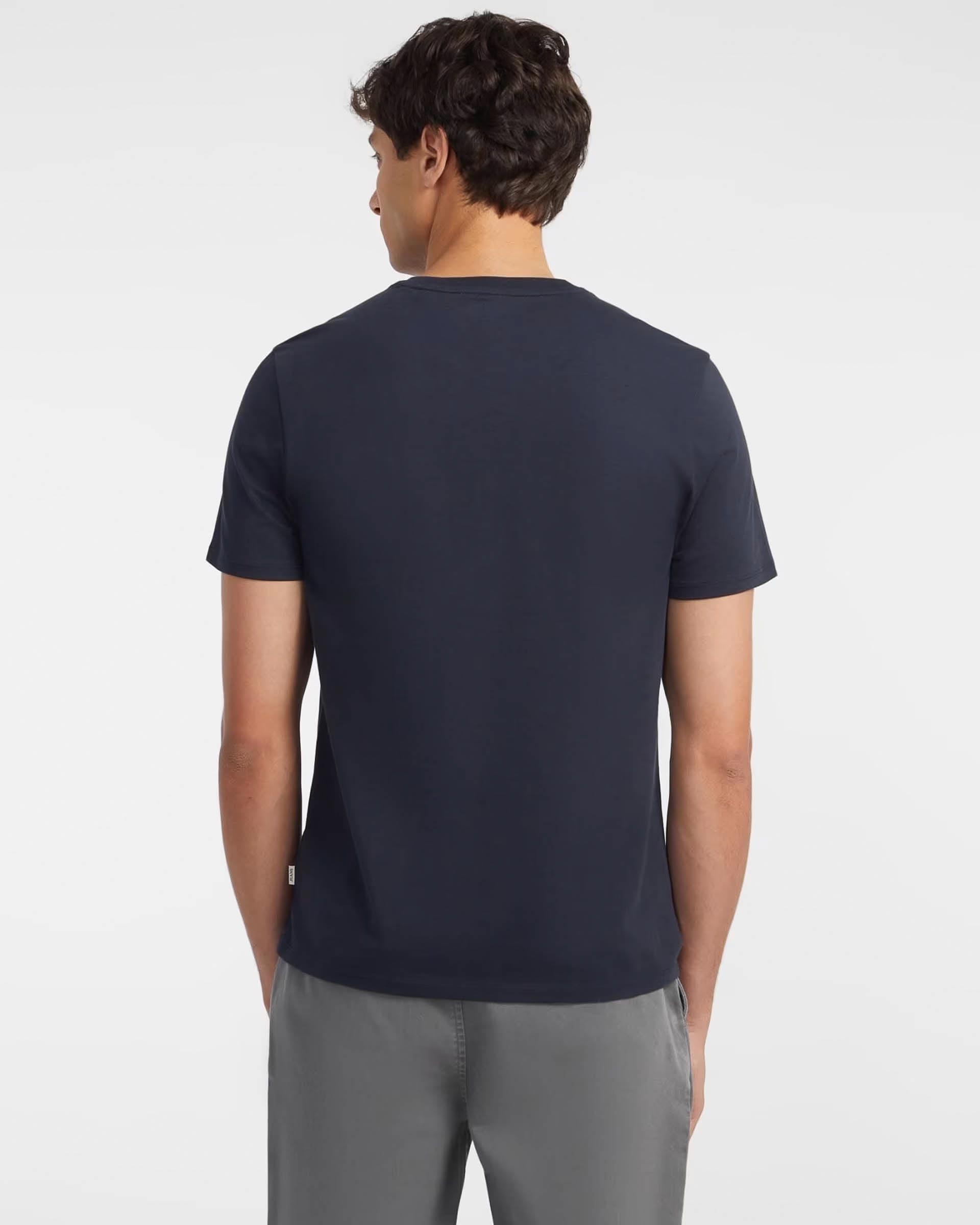 T-shirt slim mezza manica Guess jeans blu in puro cotone con logo scritta image