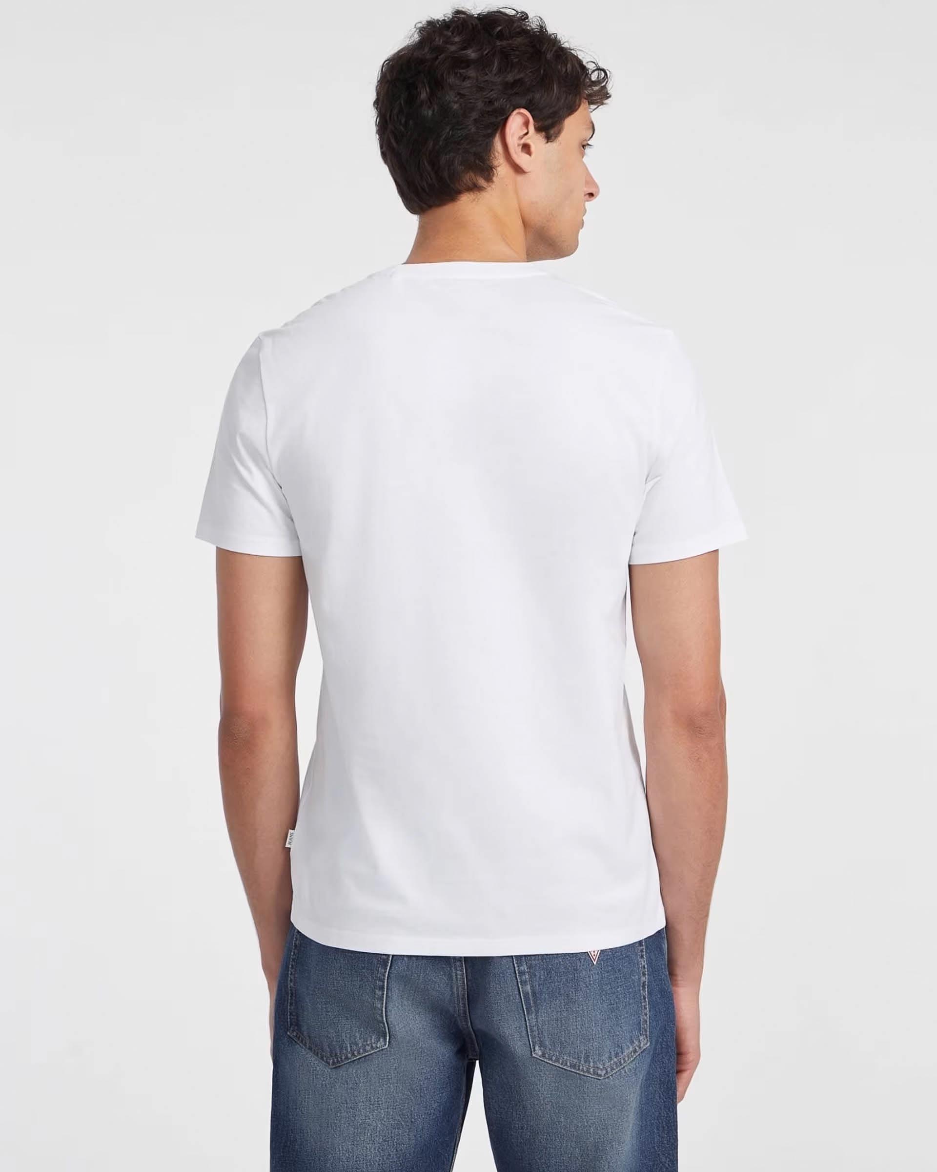T-shirt slim bianca mezza manica in puro cotone con logo scritta