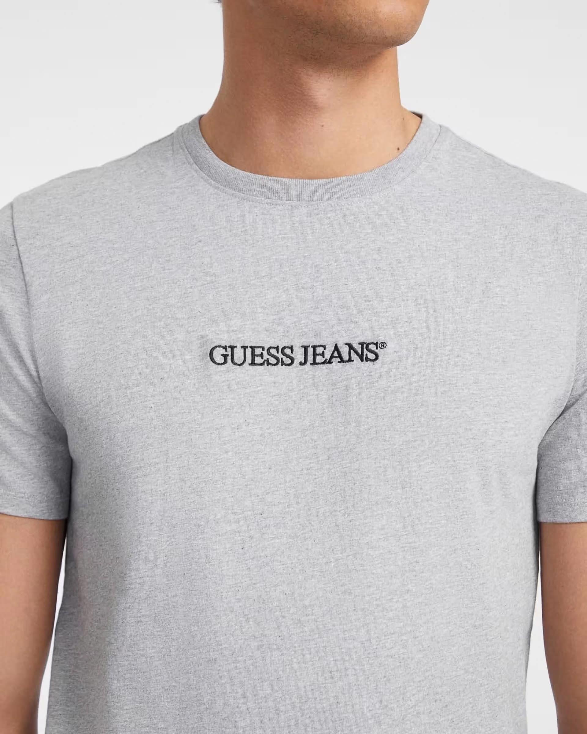 T-shirt slim grigia mezza manica in puro cotone con logo scritta
