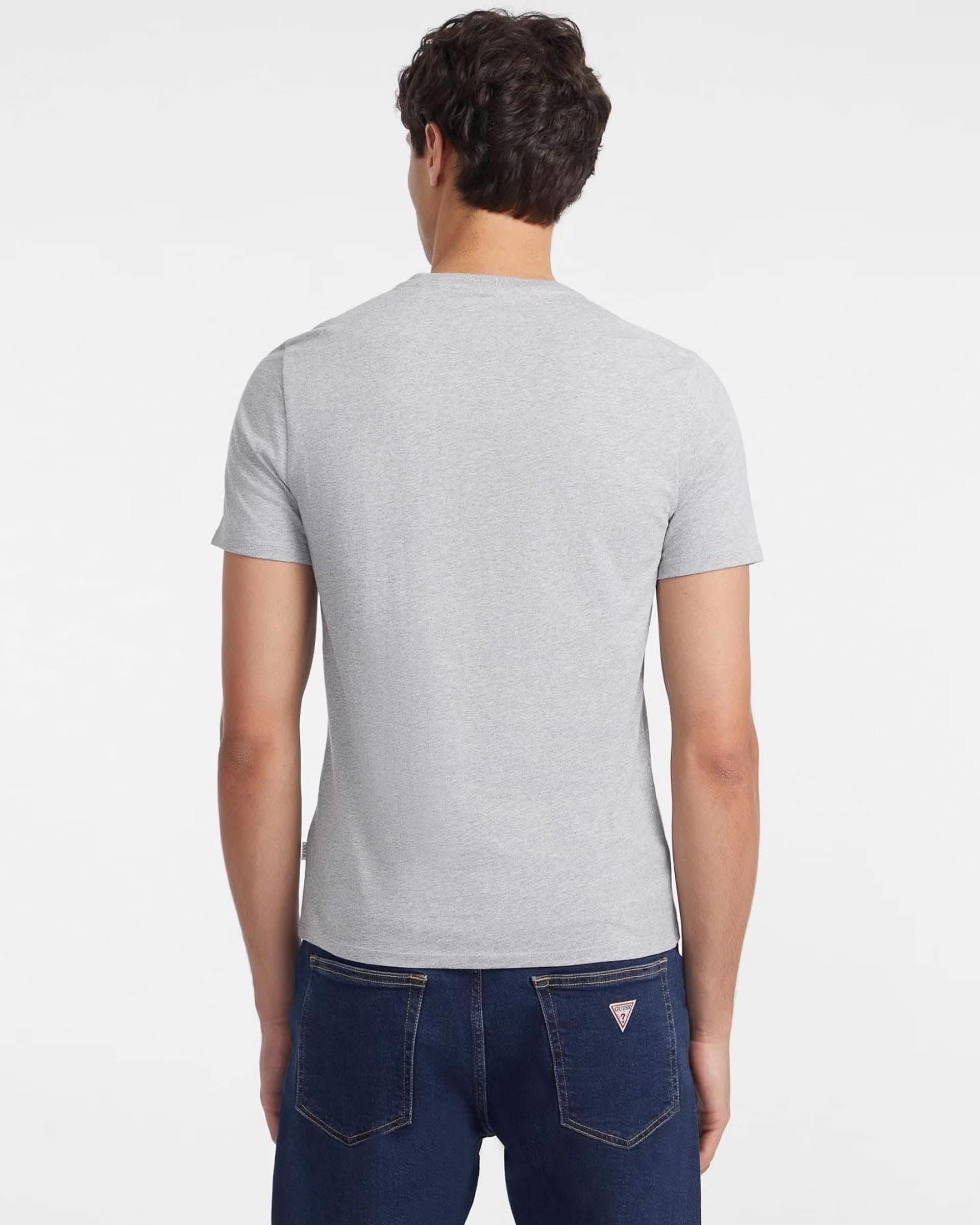 T-shirt slim grigia mezza manica in puro cotone con logo scritta