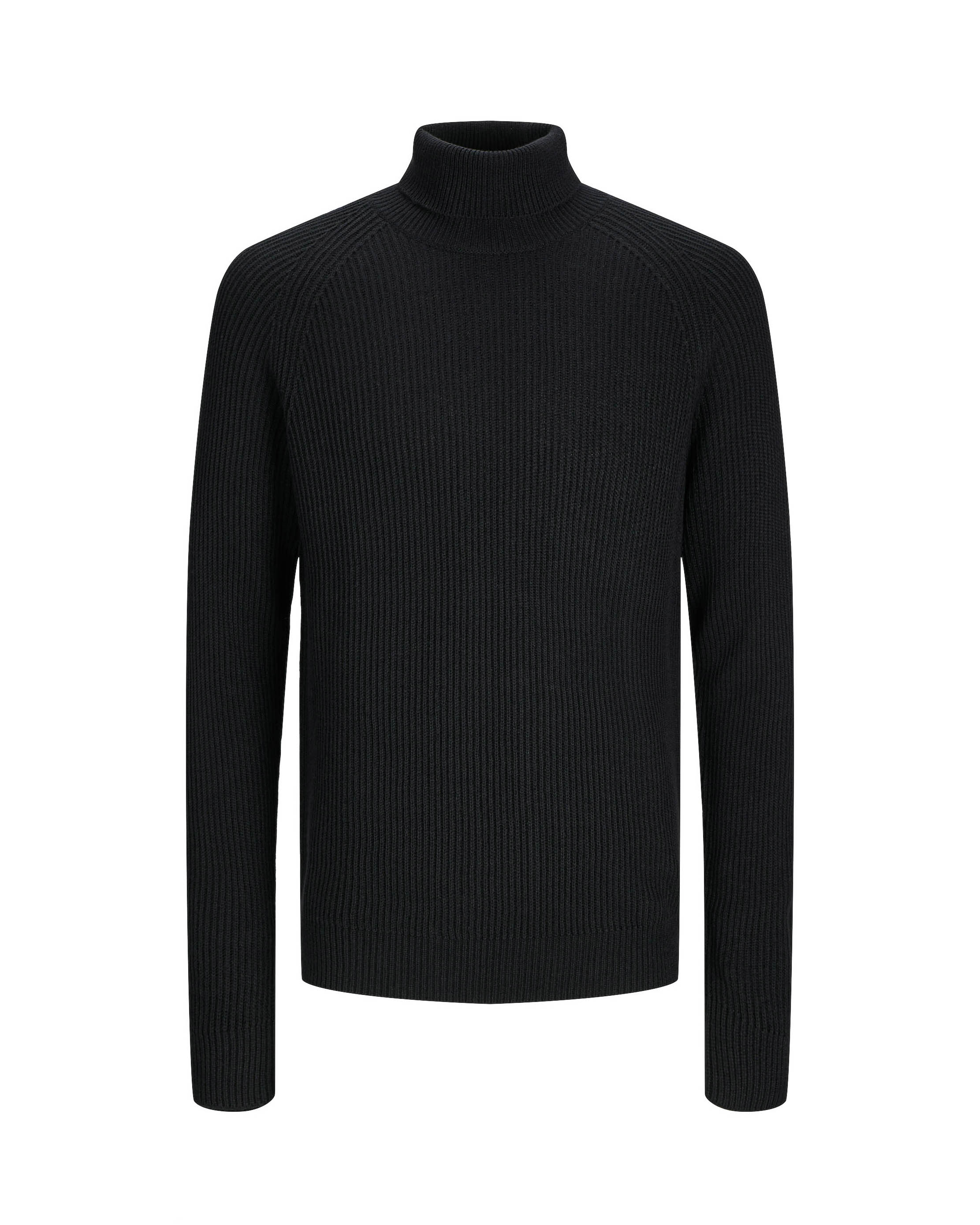 Dolcevita nero in misto cotone a coste inglesi con maniche raglan