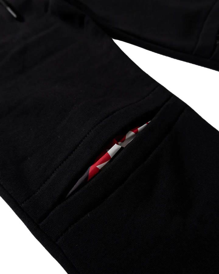 Jogger in felpa di cotone neri con coulisse e strappi image