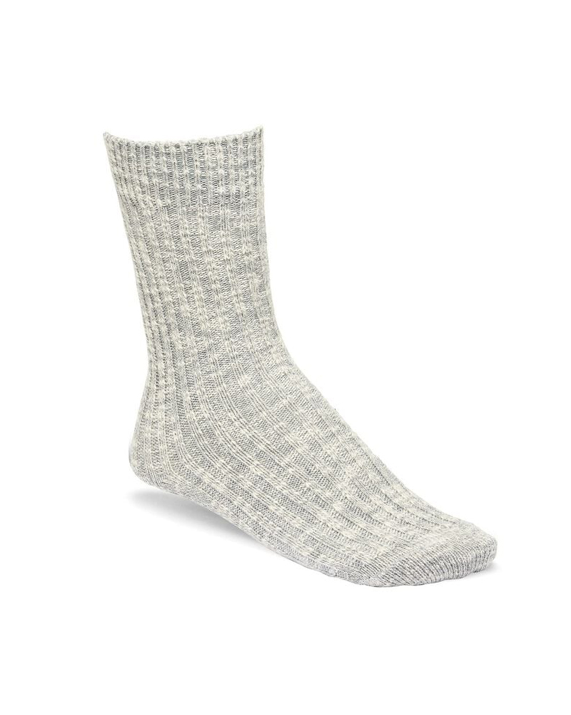 Calzettoni corti in misto cotone grigio chiaro a coste