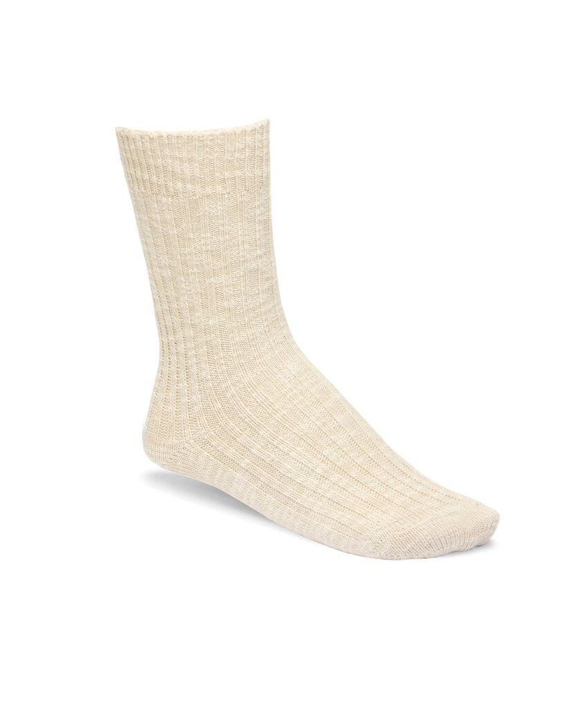 Calzettoni corti in misto cotone beige melange a coste