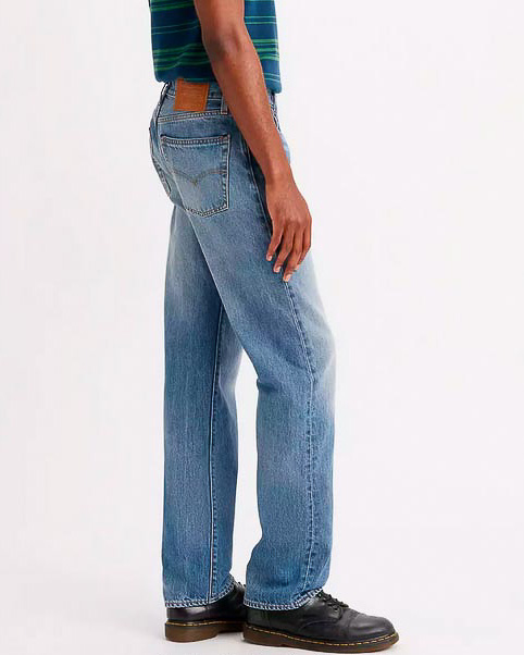 Jeans 555 straight-fit lavaggio chiaro stone washed in tela di puro cotone