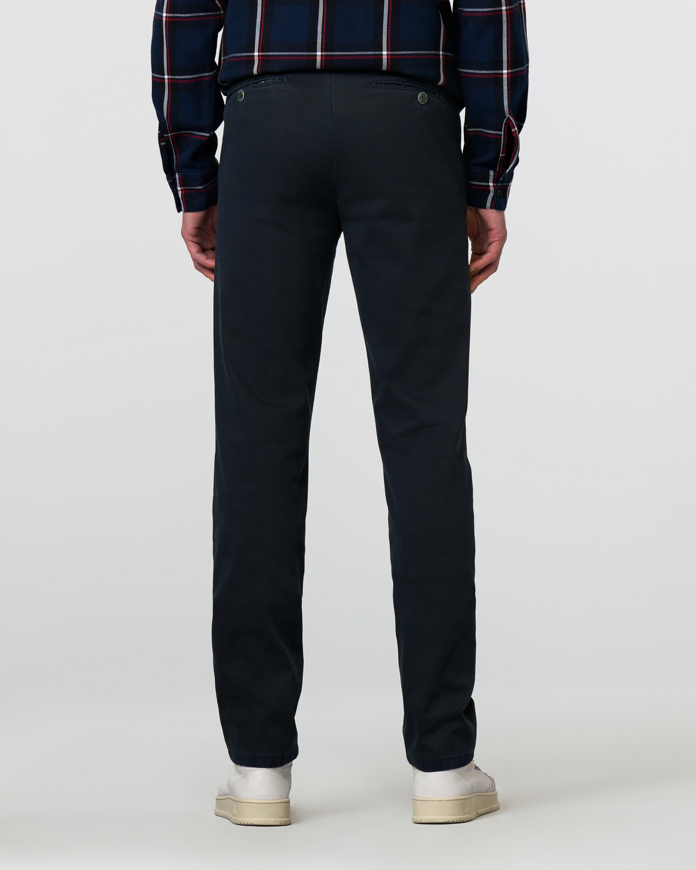 Pantalone Bonn blu in cotone stretch micro armatura a gamba dritta drop 6 image