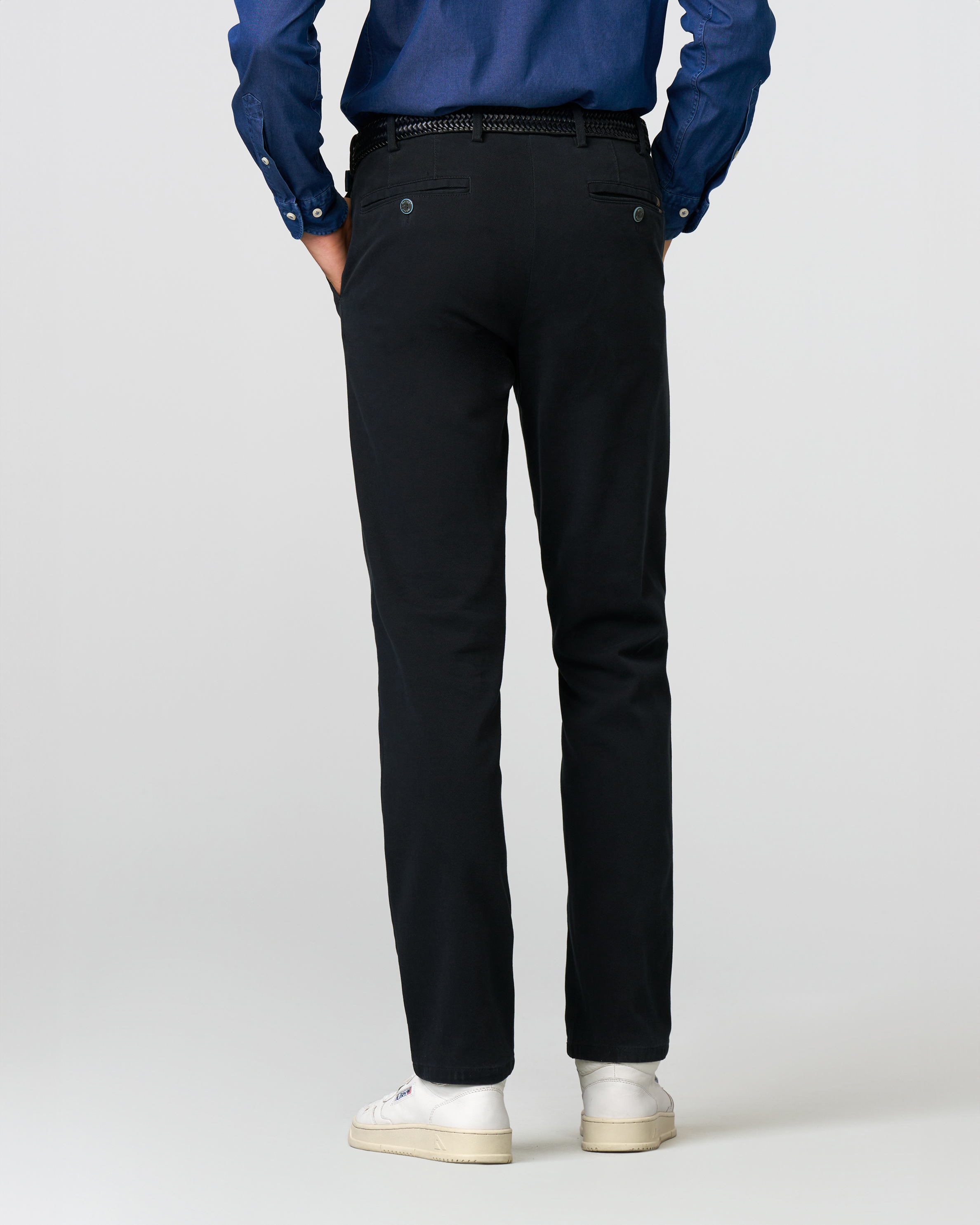 Pantalone chino Oslo blu in cotone stretch micro rombetto drop 4 image