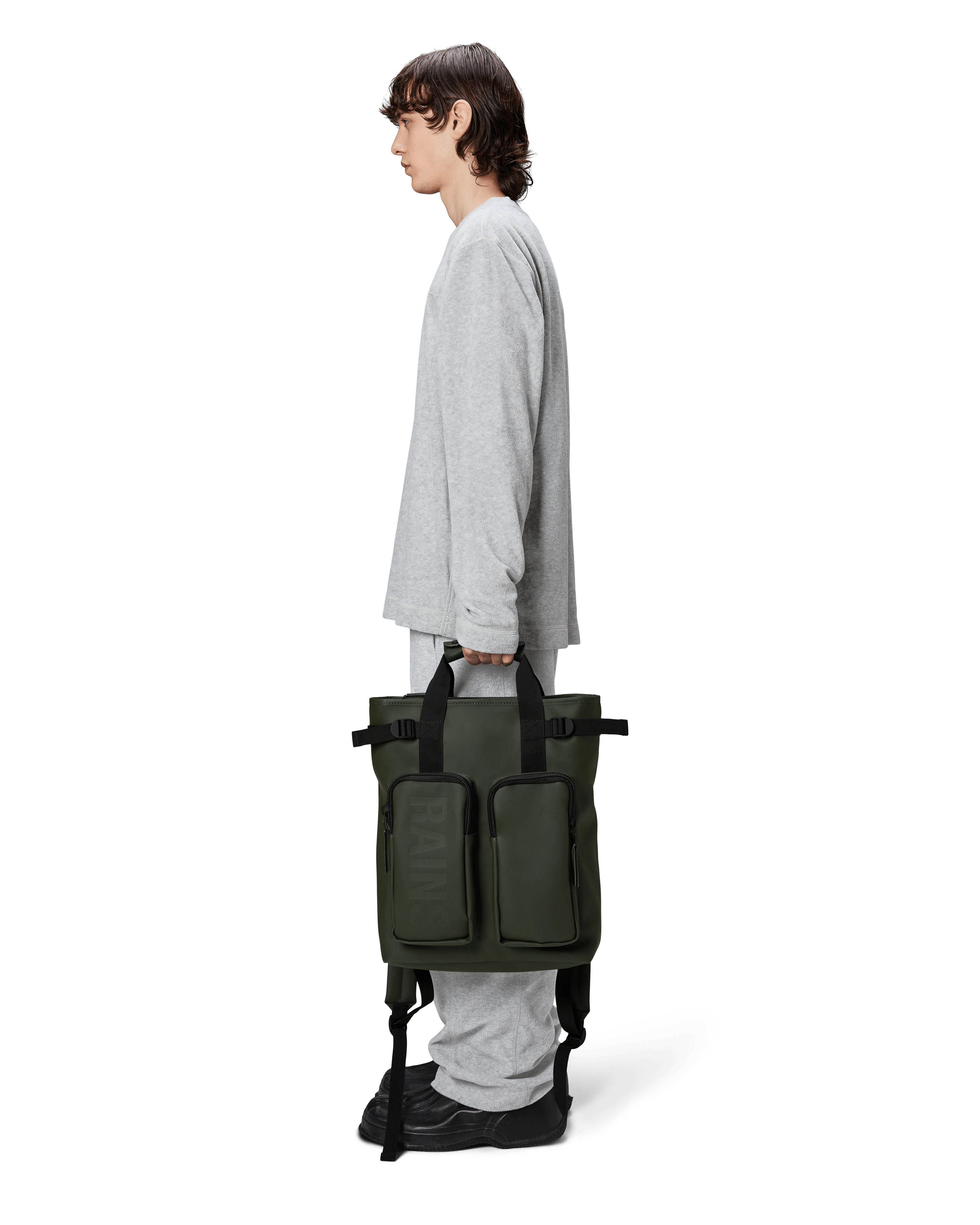 Texel Tote Backpack Rains verde militare in tessuto impermeabile effetto gommato image