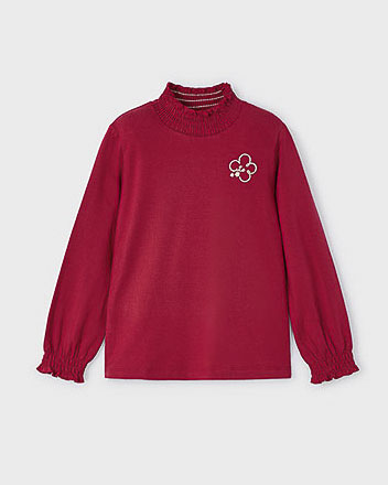 T-shirt a lupetto bianca in viscosa stretch a maniche lunghe
