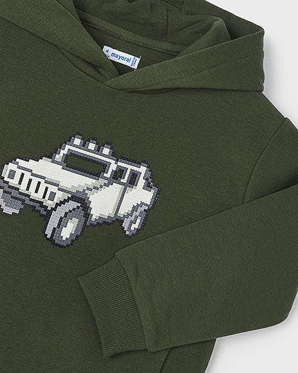 Felpa militare in misto cotone stretch con cappuccio e stampa Jeep image