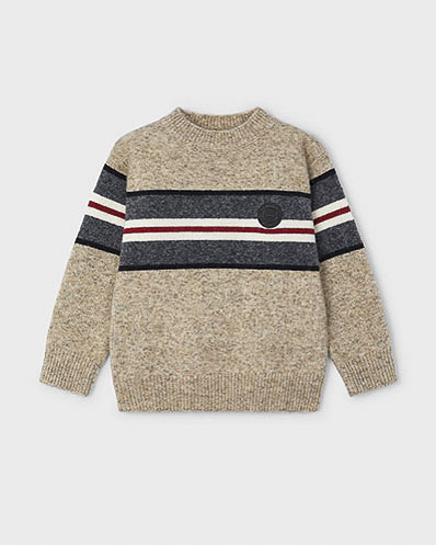 Maglia Mayoral in misto lana beige con righe grigie bianche e rosse
