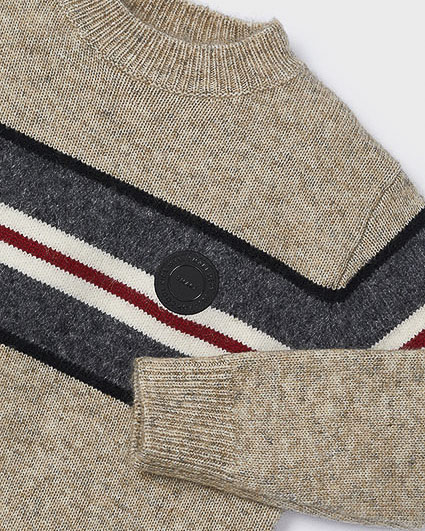 Maglia Mayoral in misto lana beige con righe grigie bianche e rosse image