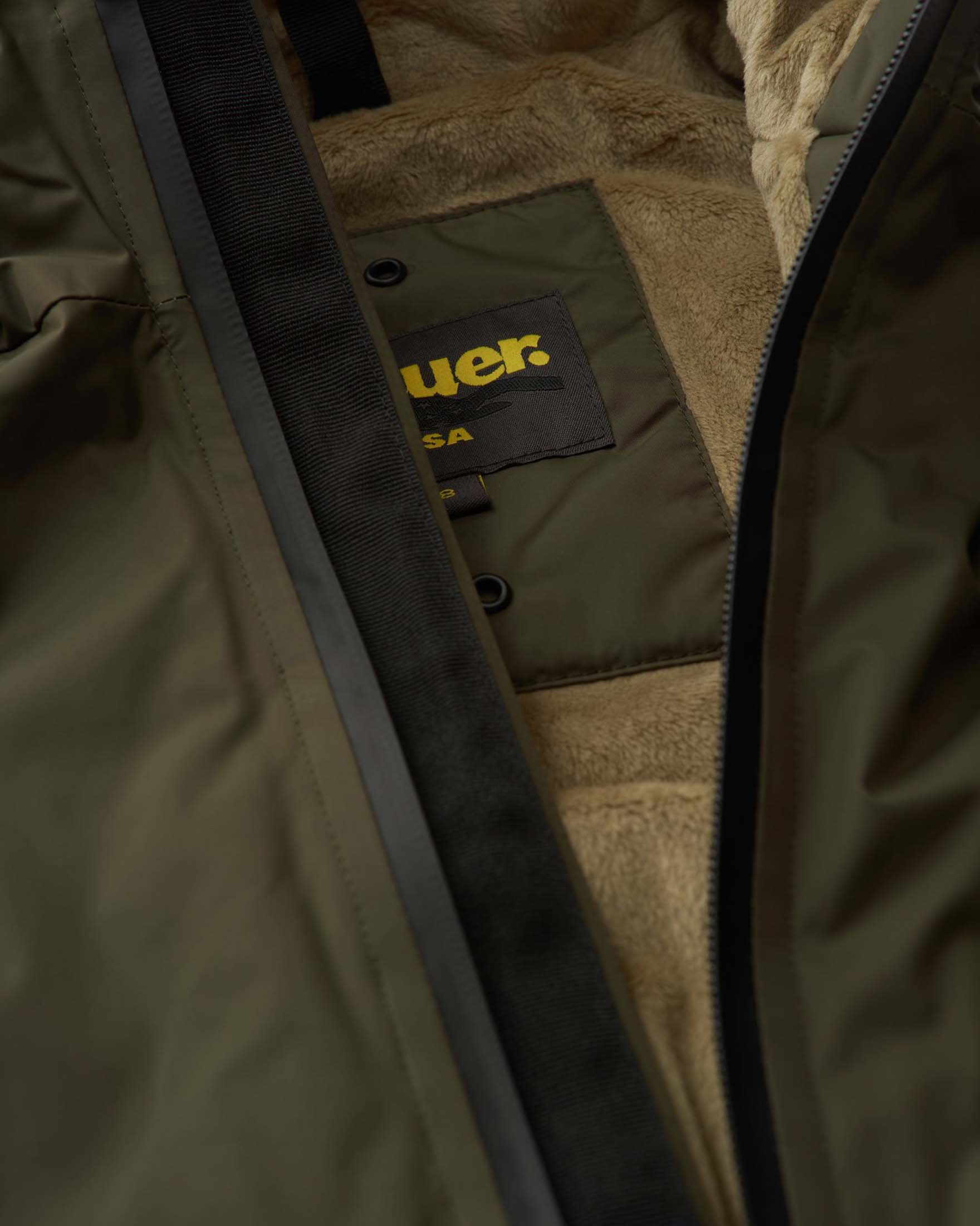 Giacca Blauer militare in nylon con cappuccio ed interno ecopelliccia cammello image