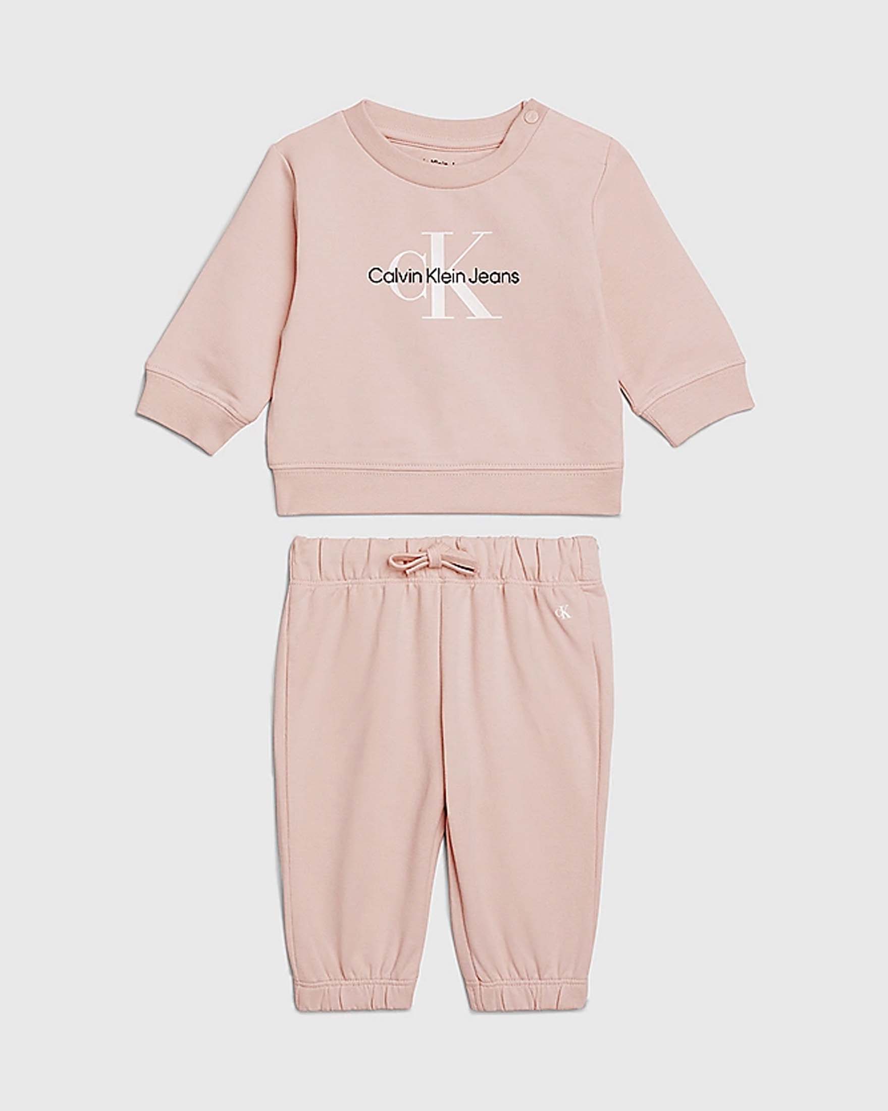 Tuta in felpa di cotone stretch rosa logato