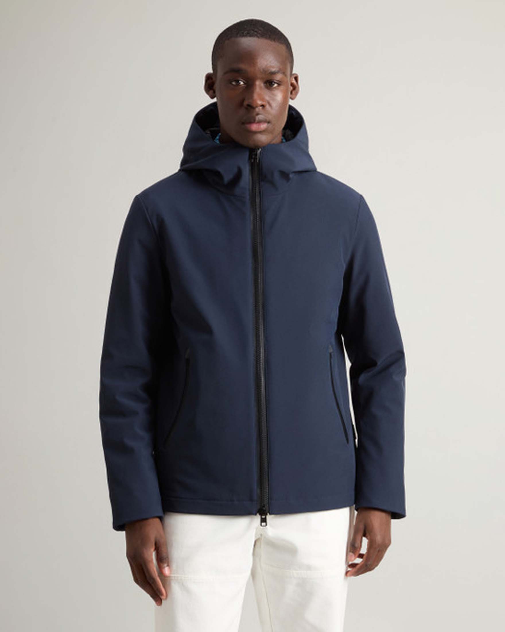 Giubbino Pacific Woolrich blu in tessuto Tech Softshell