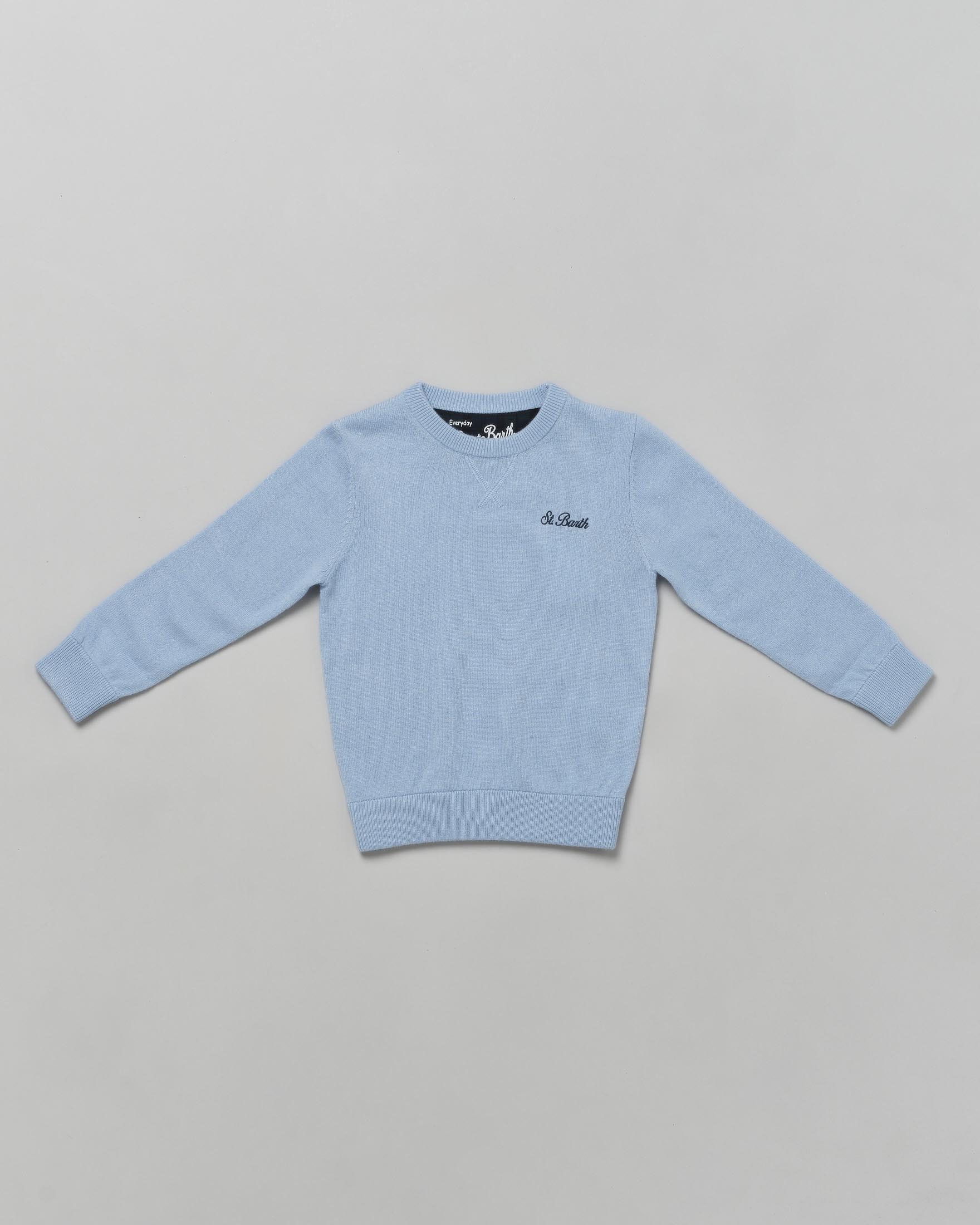 Maglia MC2 Saint Barth azzurra in lana e cashmere logata