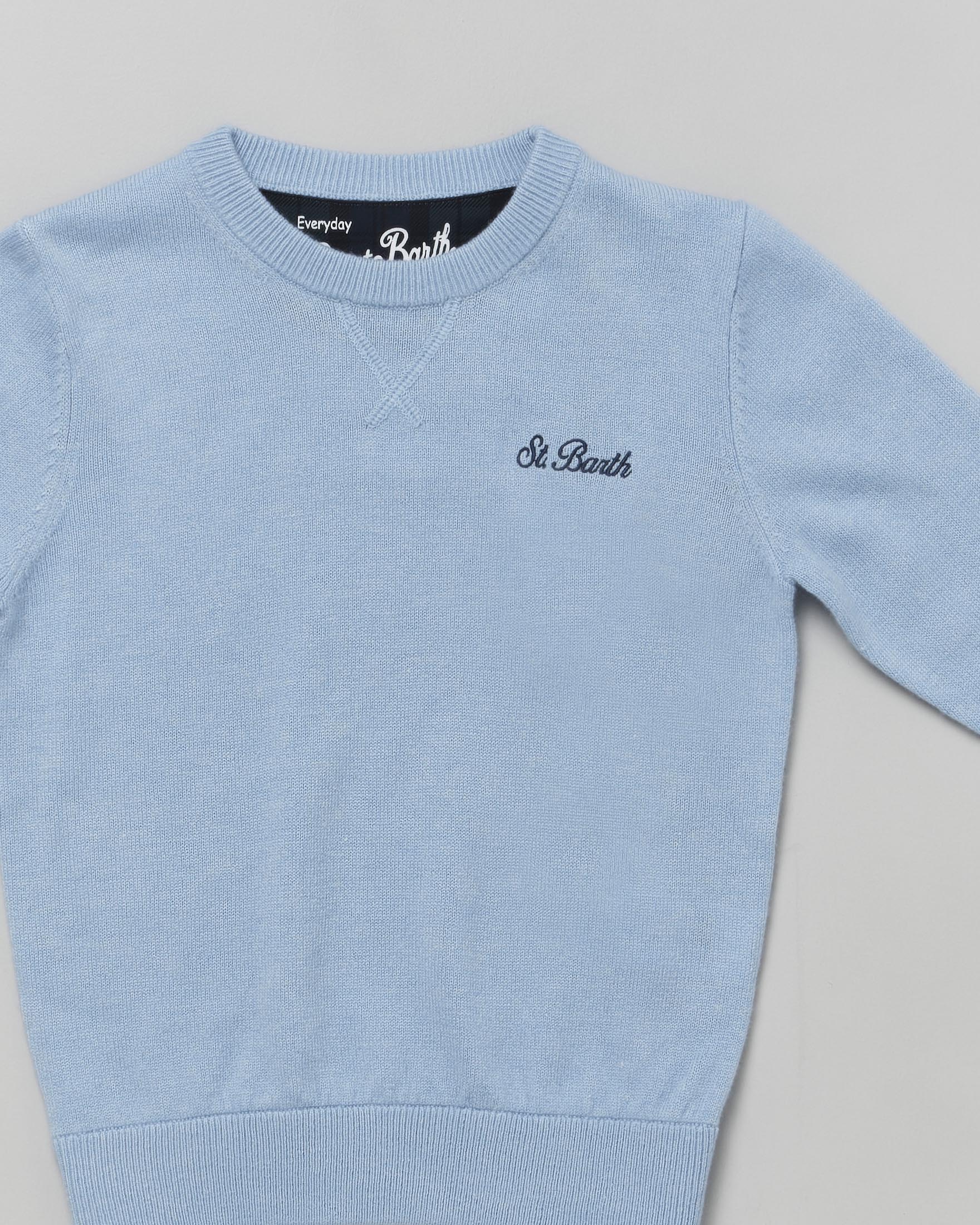 Maglia MC2 Saint Barth azzurra in lana e cashmere logata image