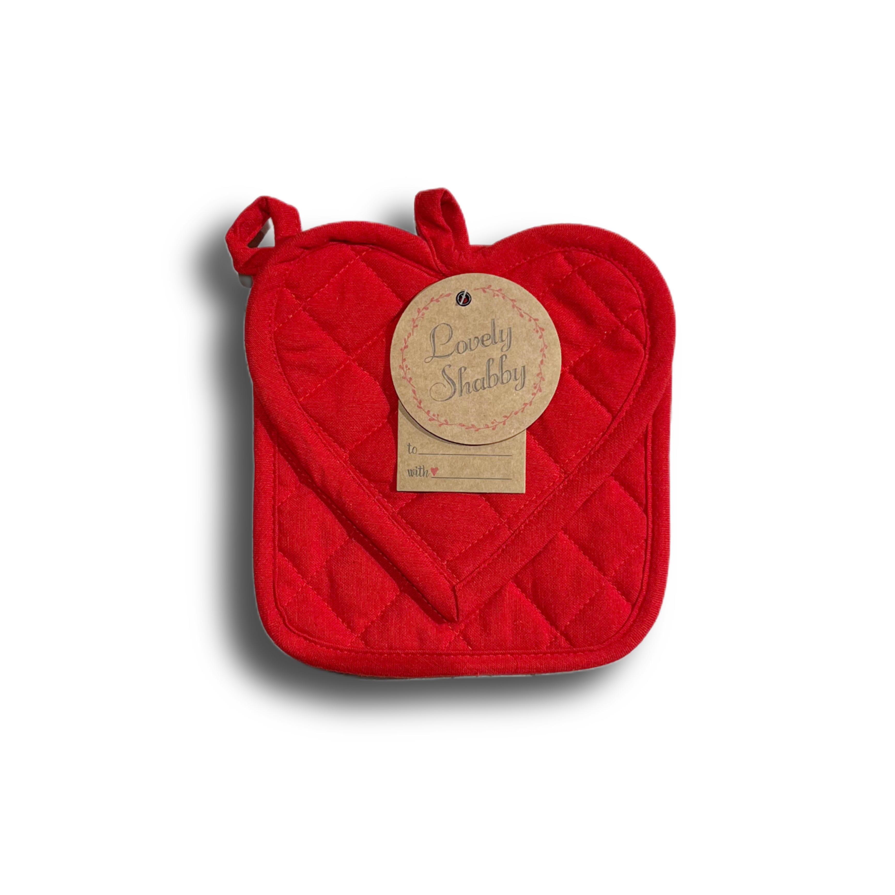 Coppia di Presine in Cotone Rouge Cuore +Quadrata Rosse 20x20 Gts