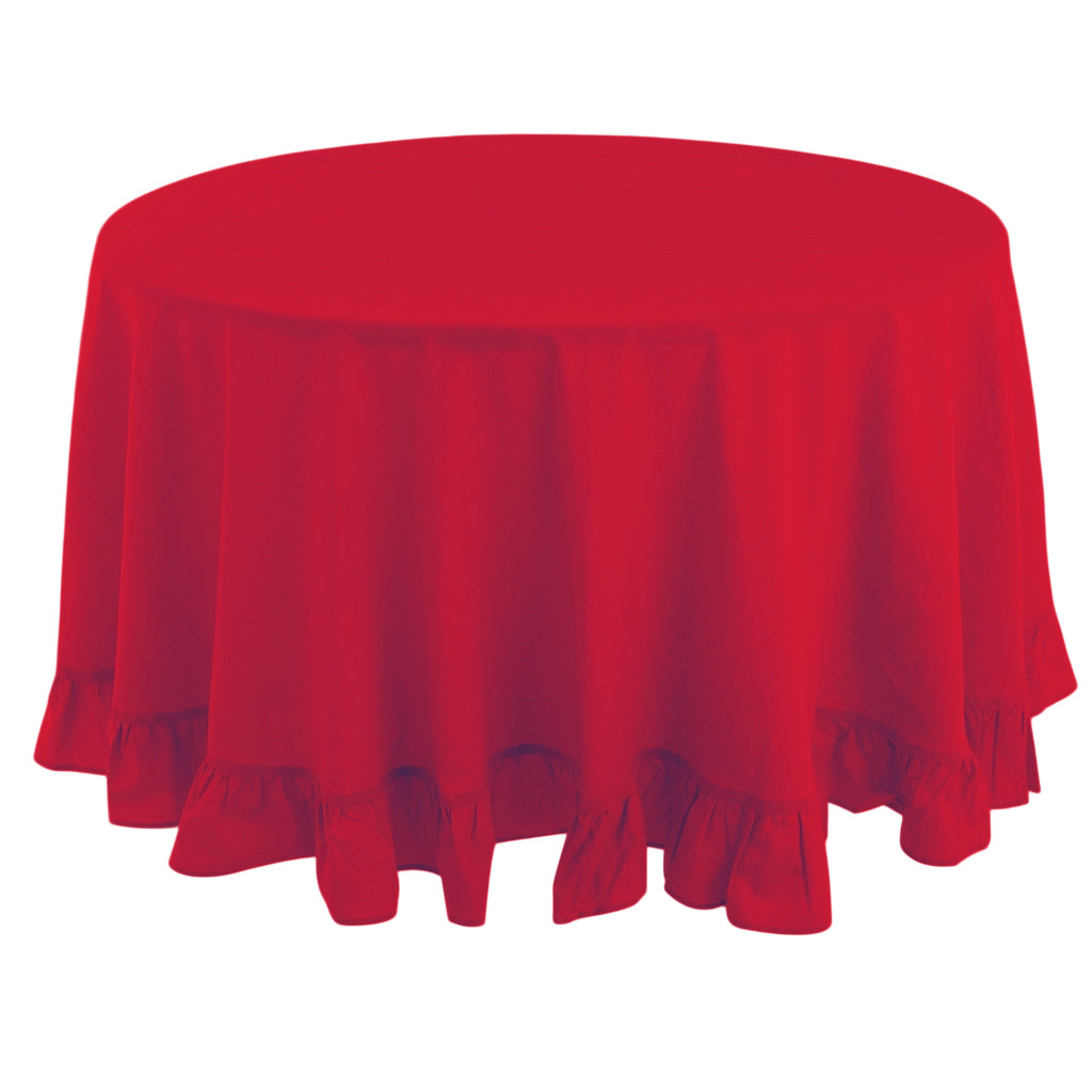 Tovaglia in Cotone Rotonda con Volant Rouge Rossa d.180 Gts