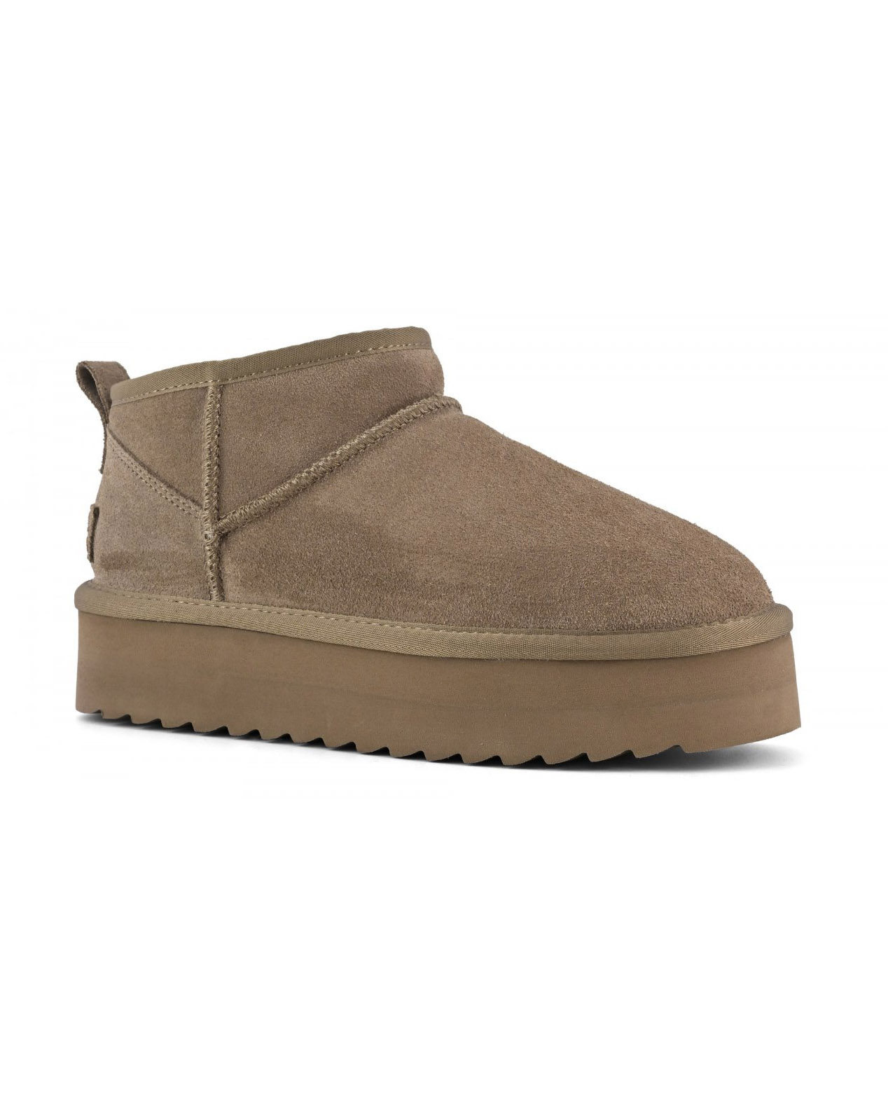 Stivaletto ultra basso color taupe in pelle scamosciata con suola platorm tono su tono image