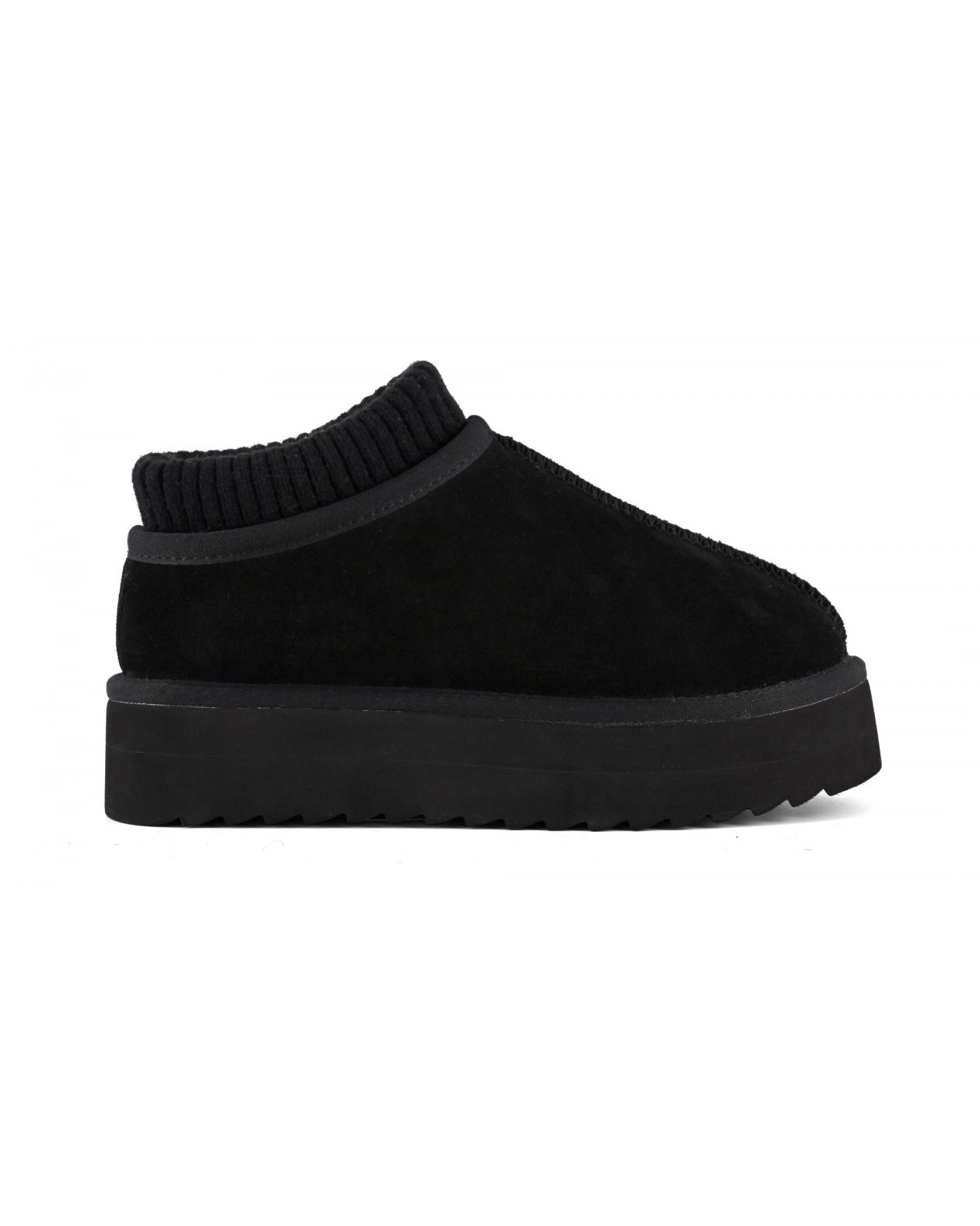 Sabot nero in pelle scamosciata con calzino incorporato in tessuto a coste