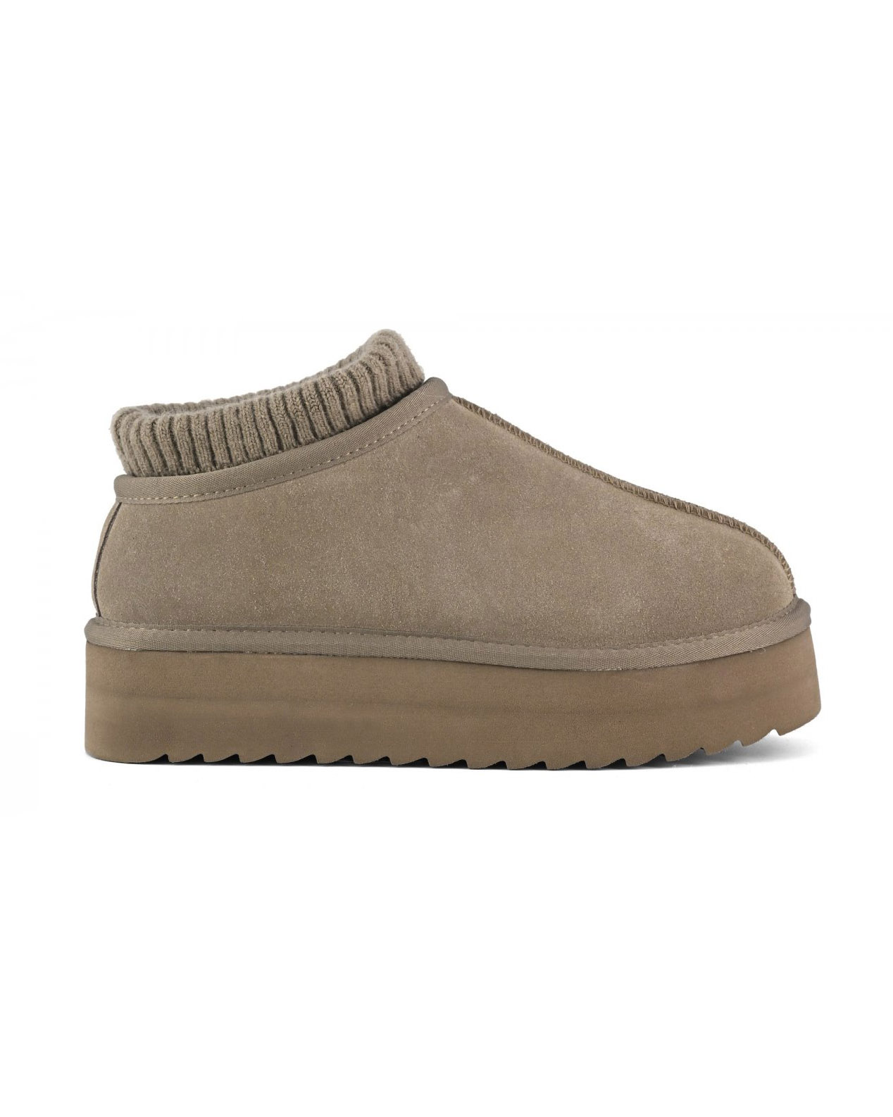 Colors of California — Sabot Colors of California taupe in pelle scamosciata con calzino incorporato in tessuto a coste