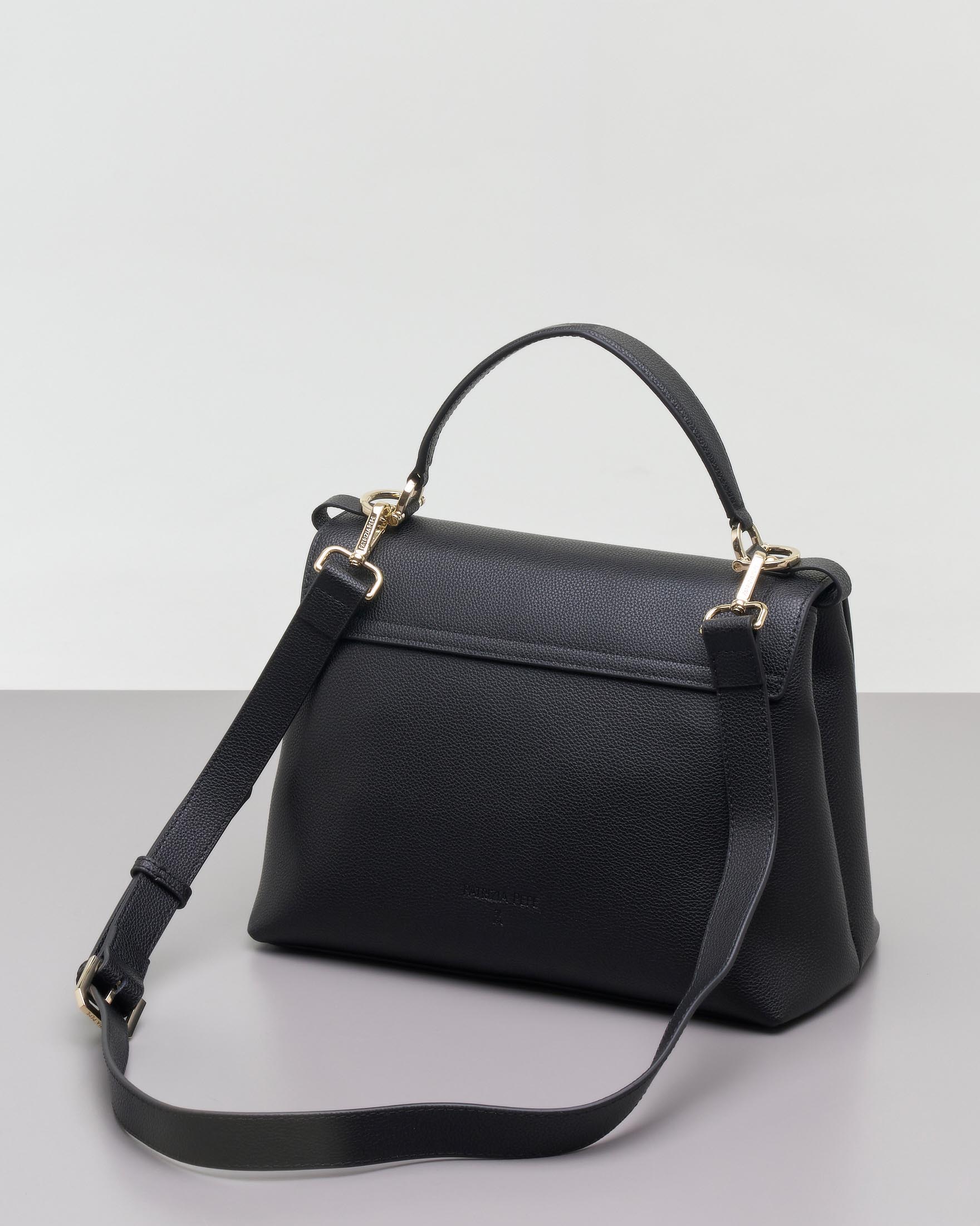 Borsa a mano New Secret nera in pelle martellata con chiusura a - Main Image