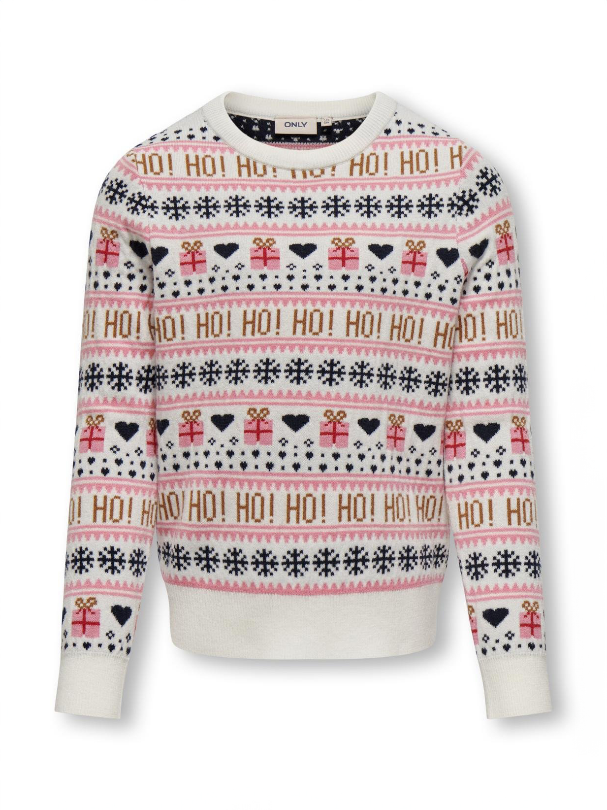 Maglia bianca a fantasia natalizia all-over multicolor