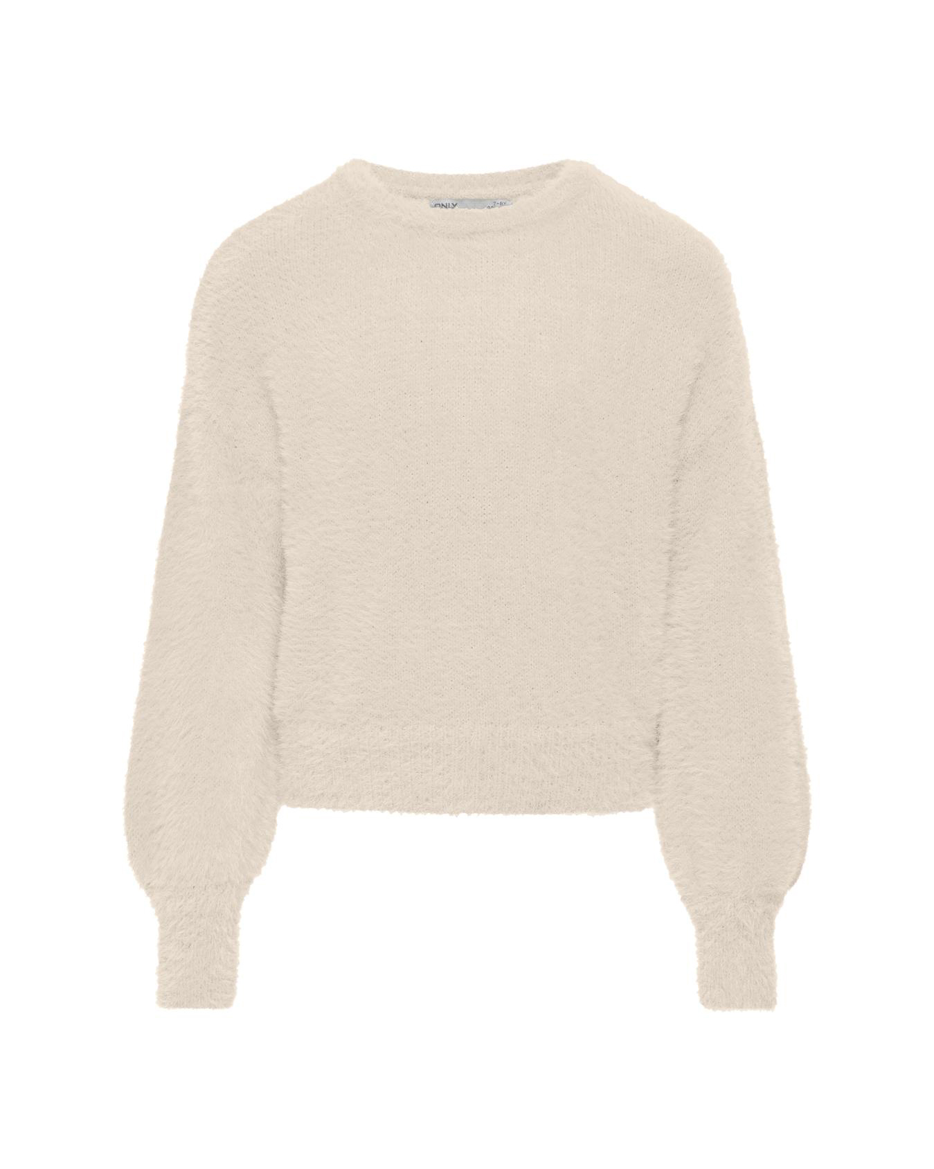 Maglia relaxed panna in punto pelliccia con maniche bishop