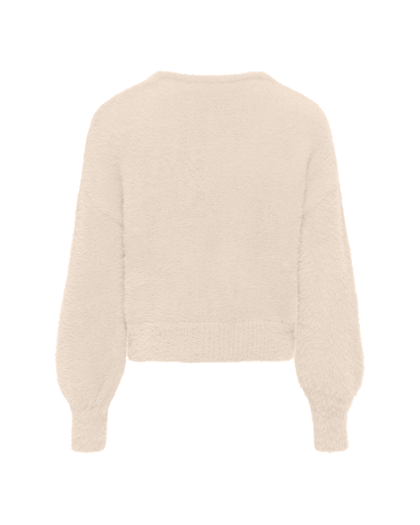 Maglia relaxed panna in punto pelliccia con maniche bishop image