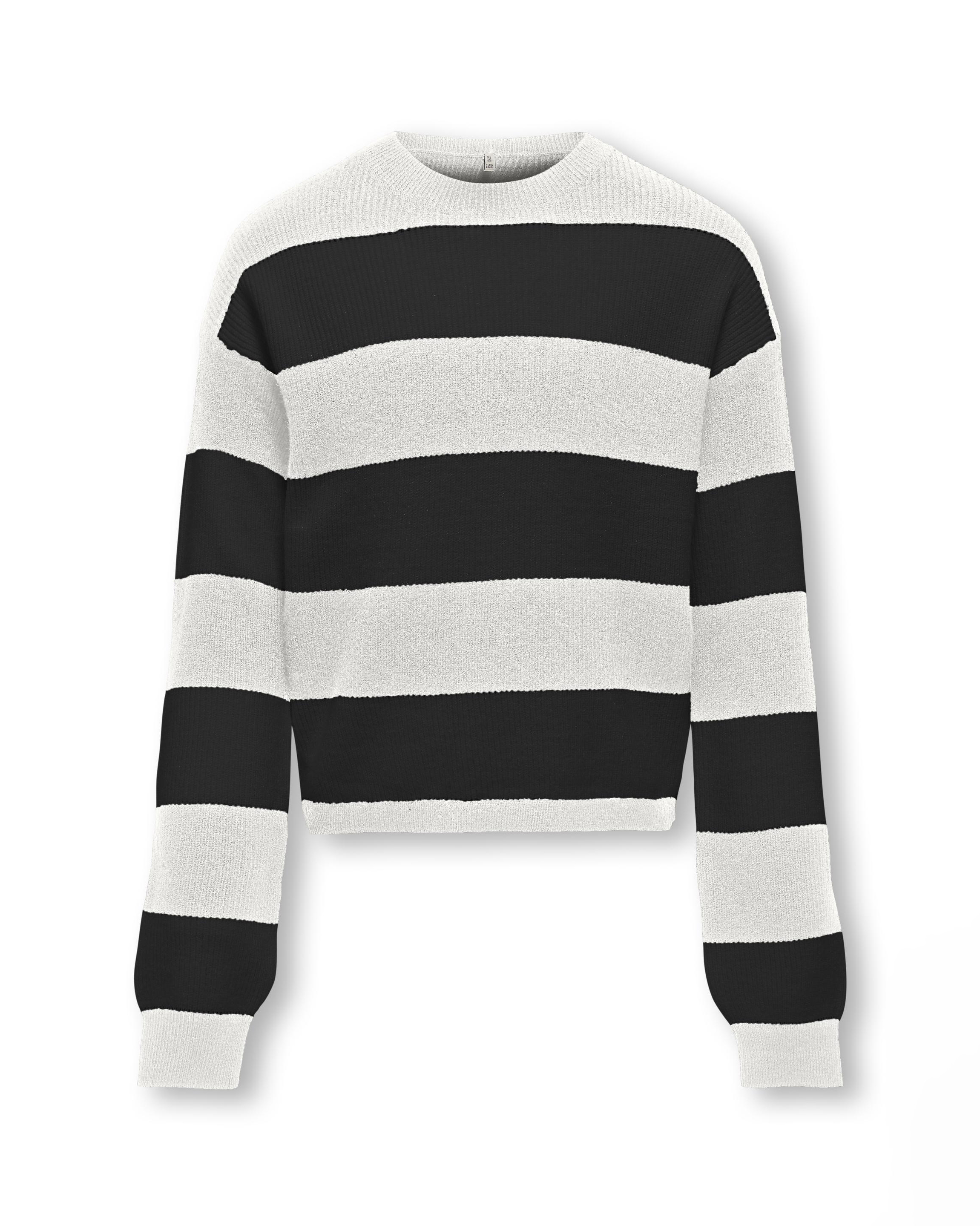 Maglia relaxed panna e nera a fantasia rigata