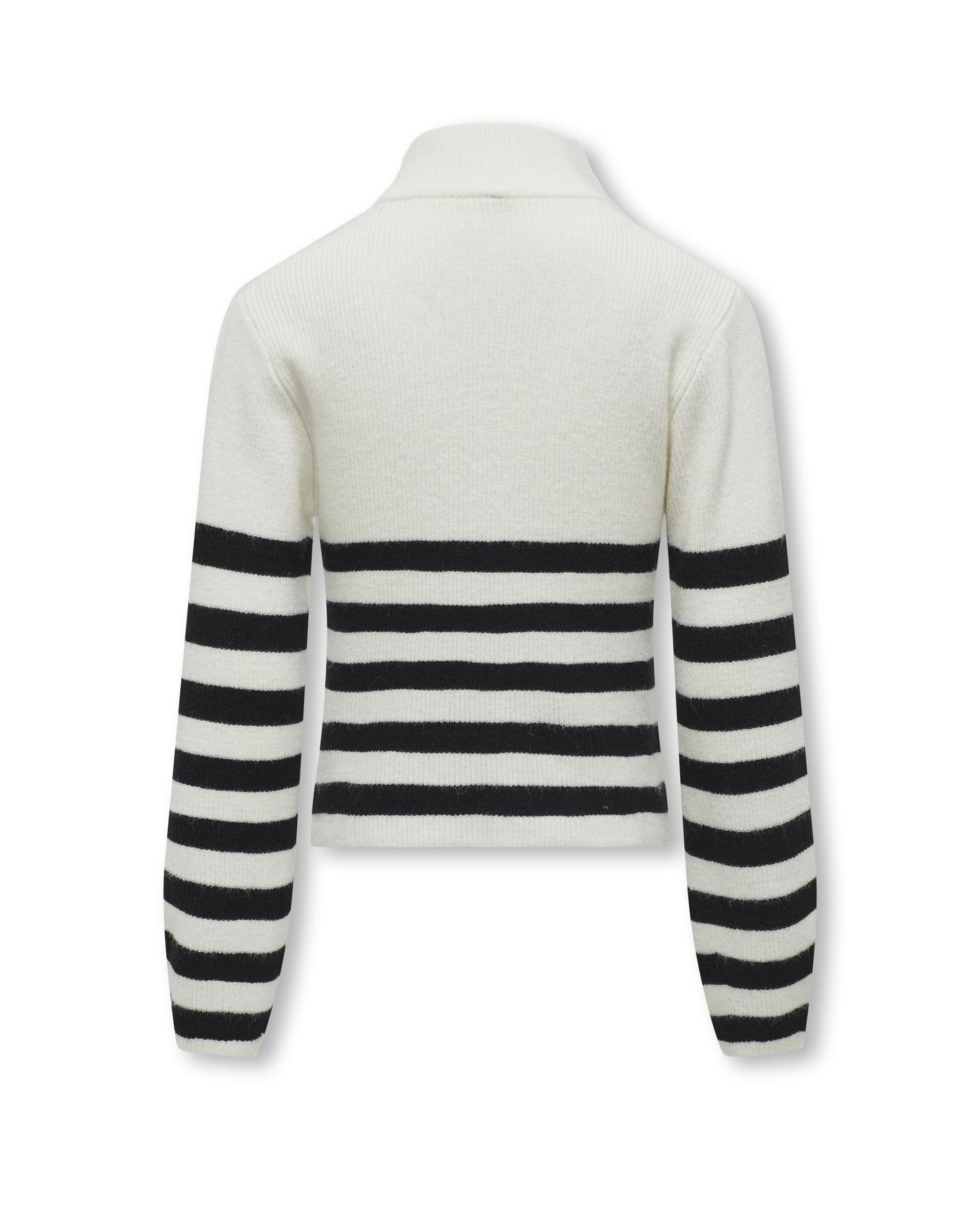 Maglia Kids Only panna a collo alto con mezza zip e fantasia rigata nera image