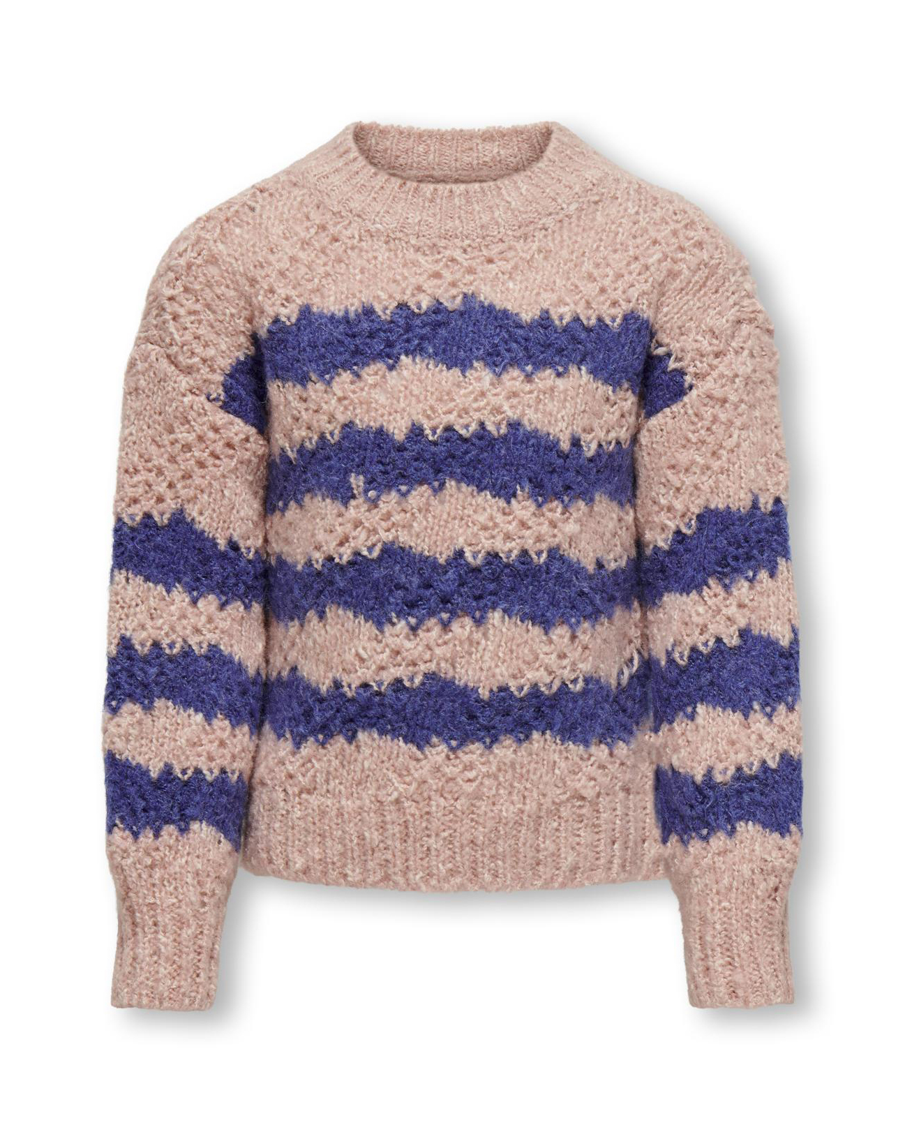 Maglia Kids Only relaxed in misto lana e cotone tricot rosa antico a fantasia rigata viola