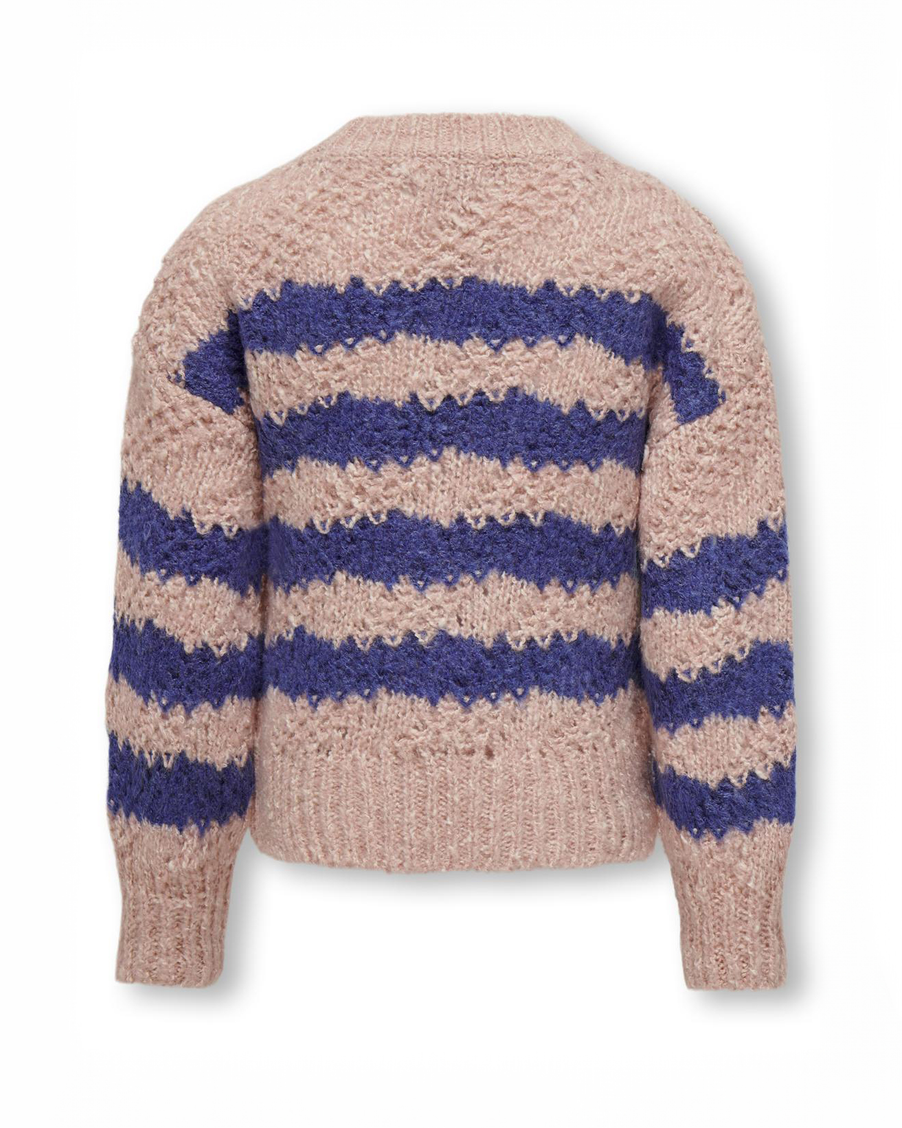 Maglia Kids Only relaxed in misto lana e cotone tricot rosa antico a fantasia rigata viola image