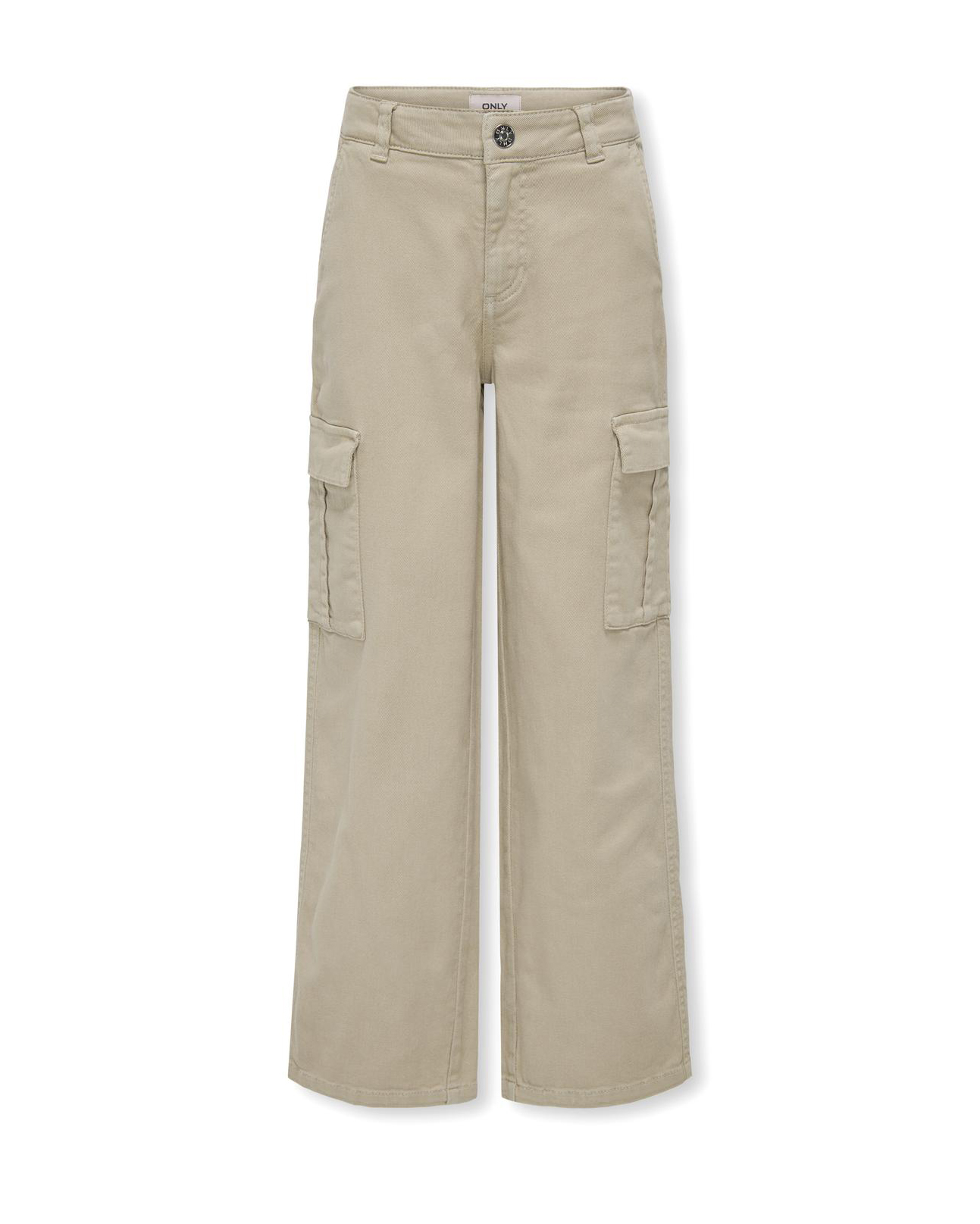 Pantalone cargo in bull di cotone stretch beige
