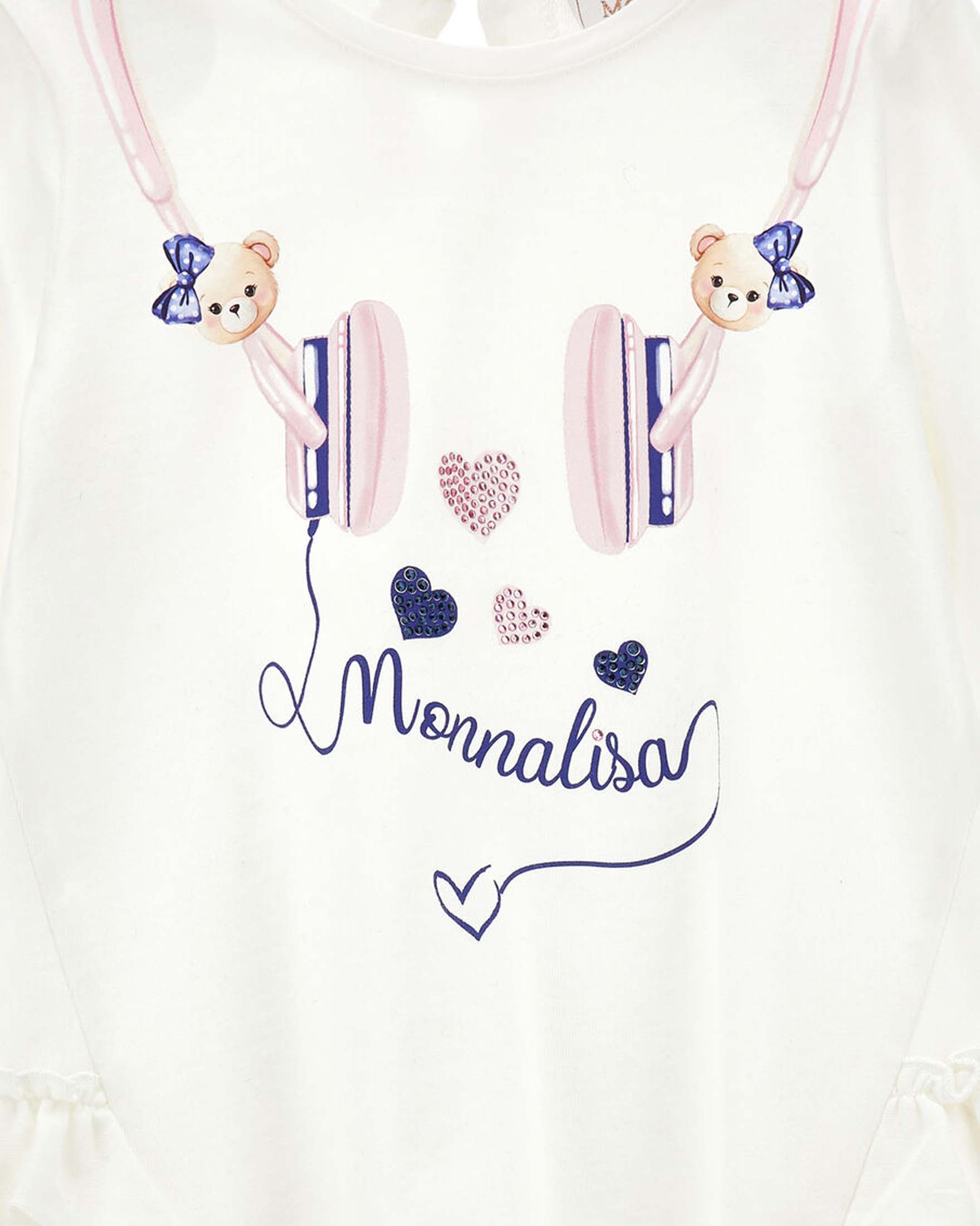 Completo Monnalisa in puro cotone a due pezzi rosa e bianco con orsetti image