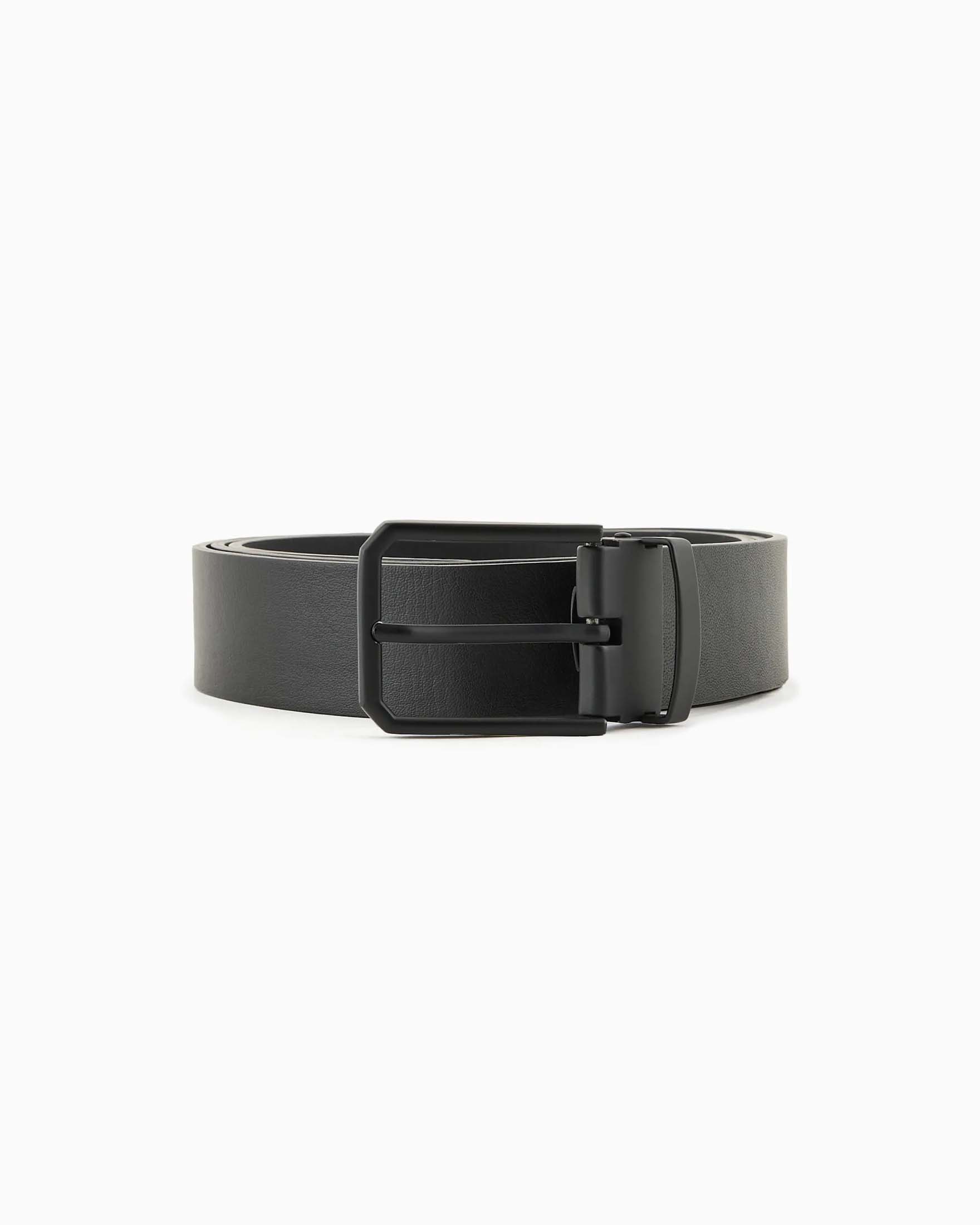 Cintura Armani Exchange nera in pelle con fibbia in tono
