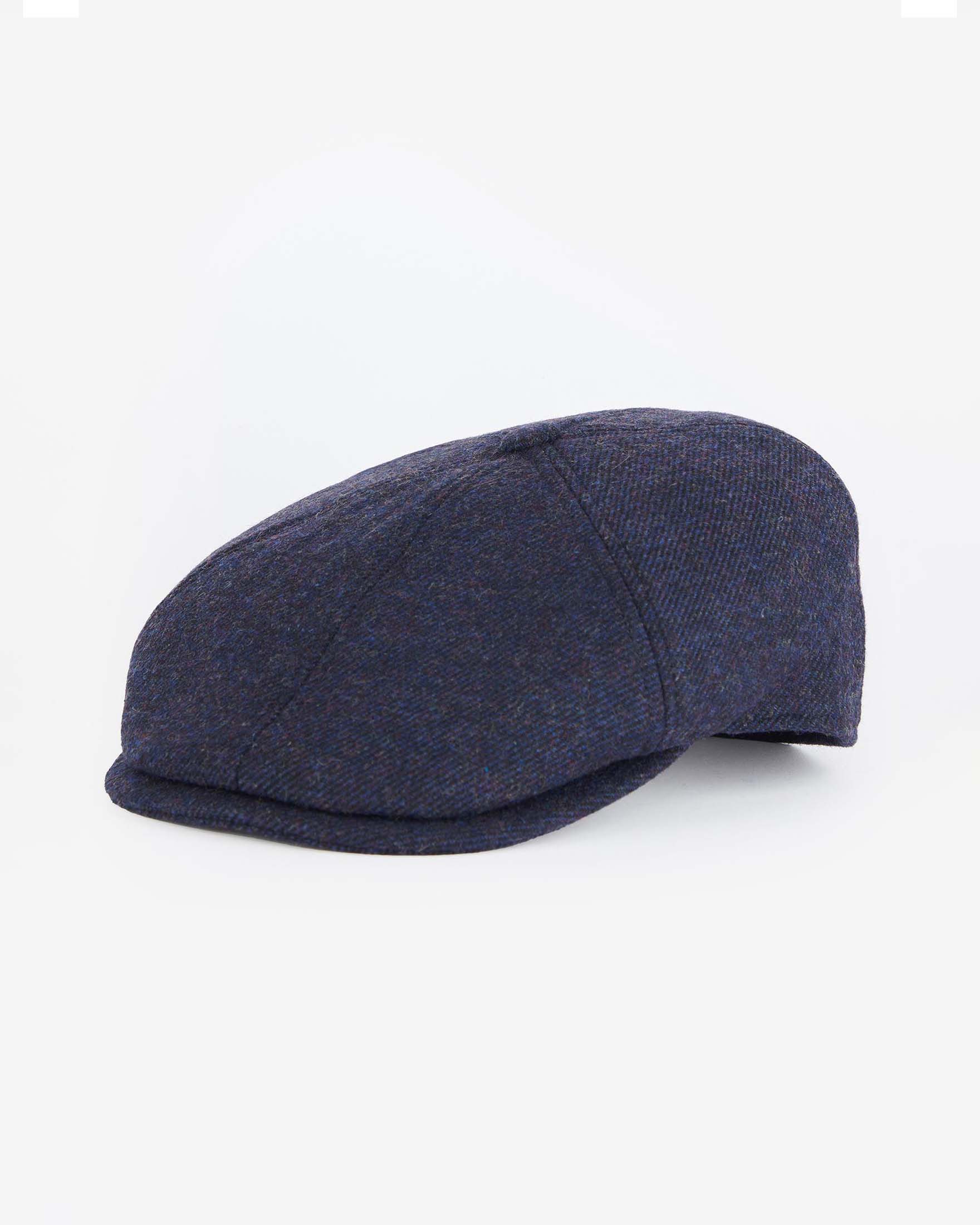 Barbour — Coppola Barbour in lana a trama diagonale blu indaco