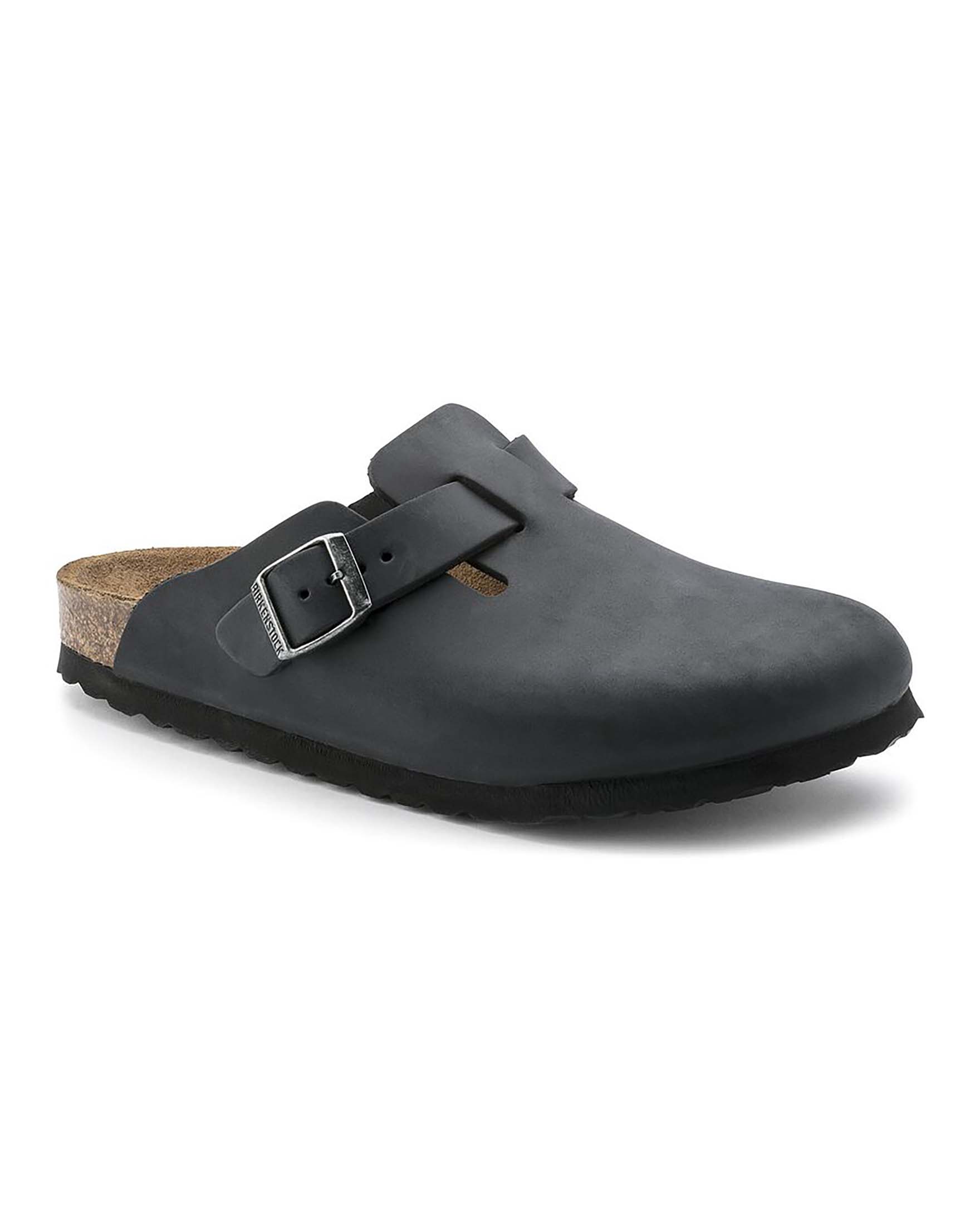 Sandalo Boston nero in pelle oleata