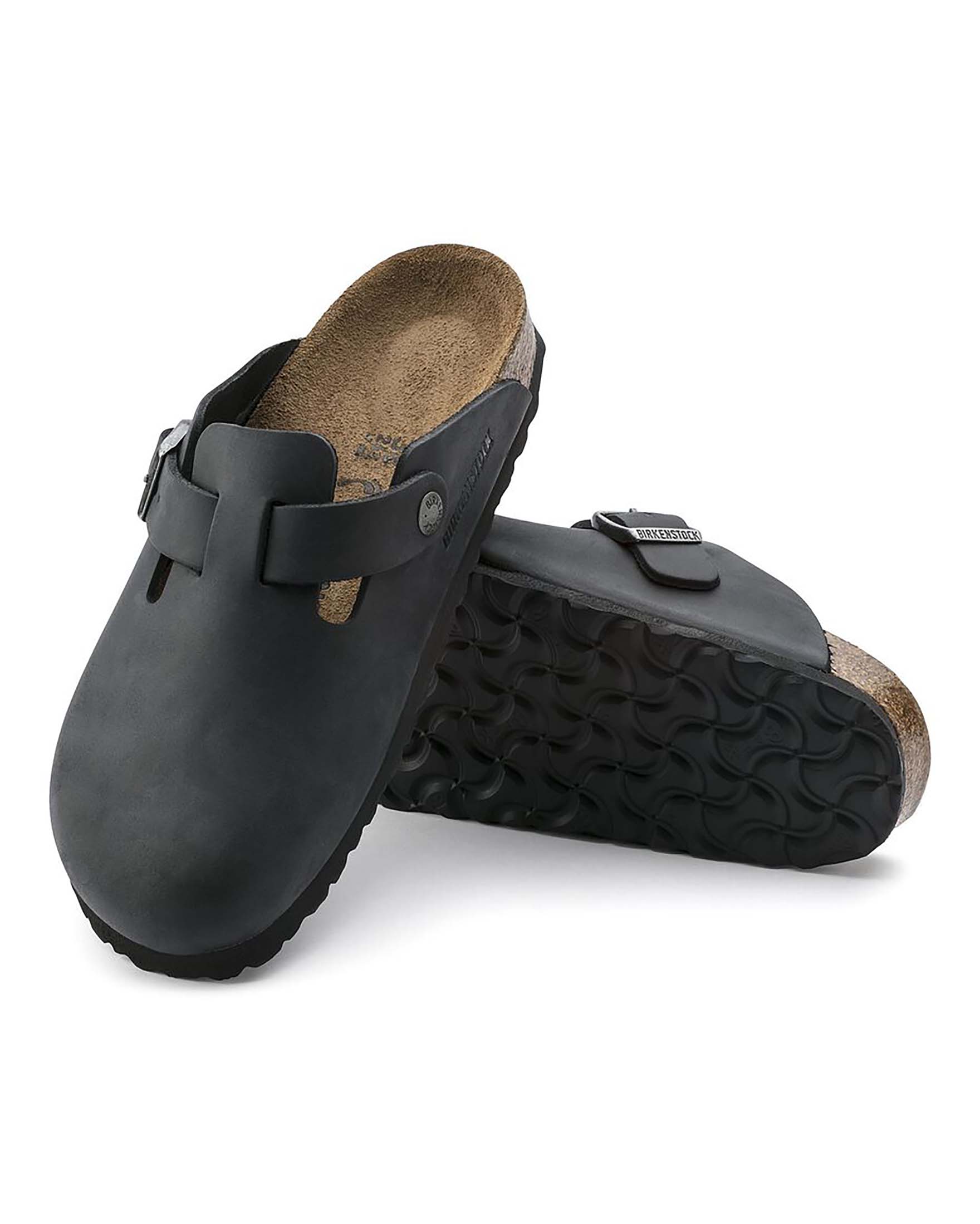 Sandalo Boston Birkenstock nero in pelle oleata image