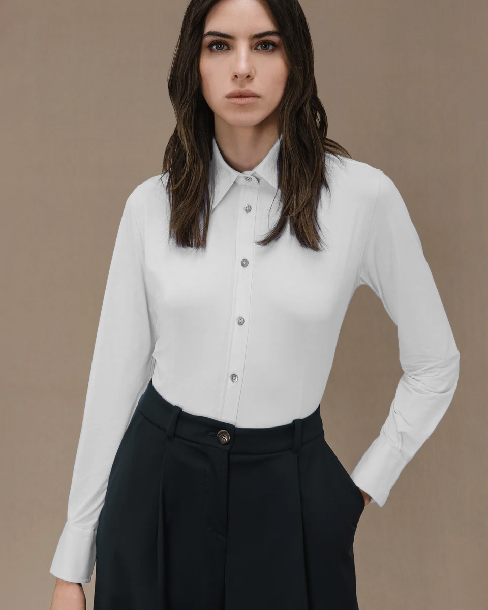 Camicia Oxford Wom Shirt bianca slim-fit in tessuto Oxford tecnico