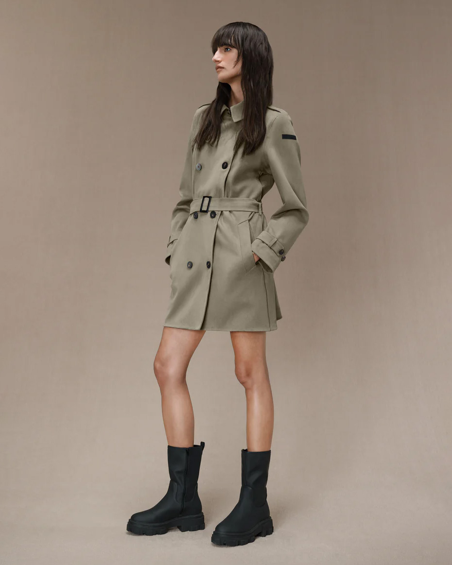 Trench corto Nabucco Shell Wom color taupe in eco-suede effetto nabuk image
