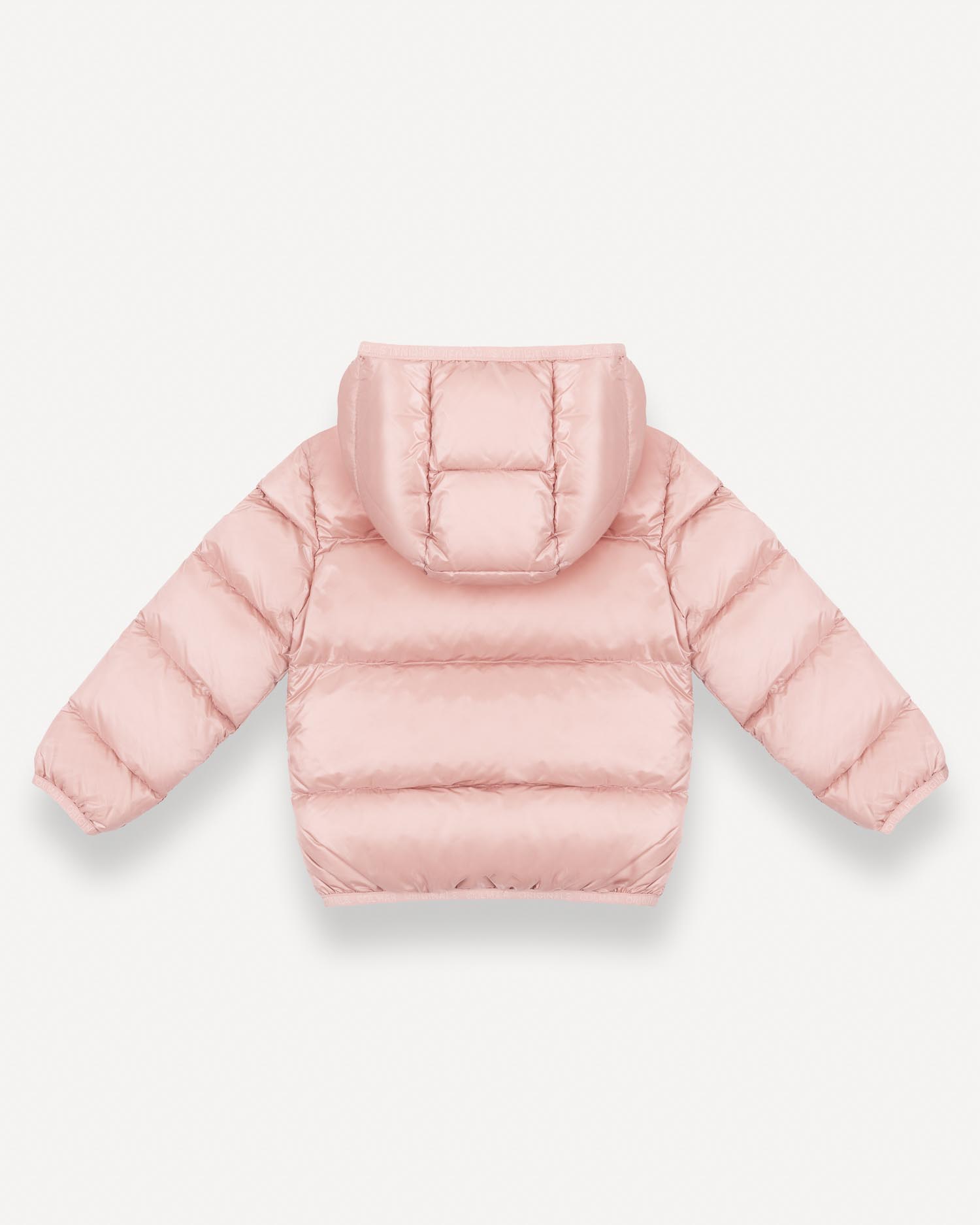 Piumino in nylon rosa imbottito con cappuccio