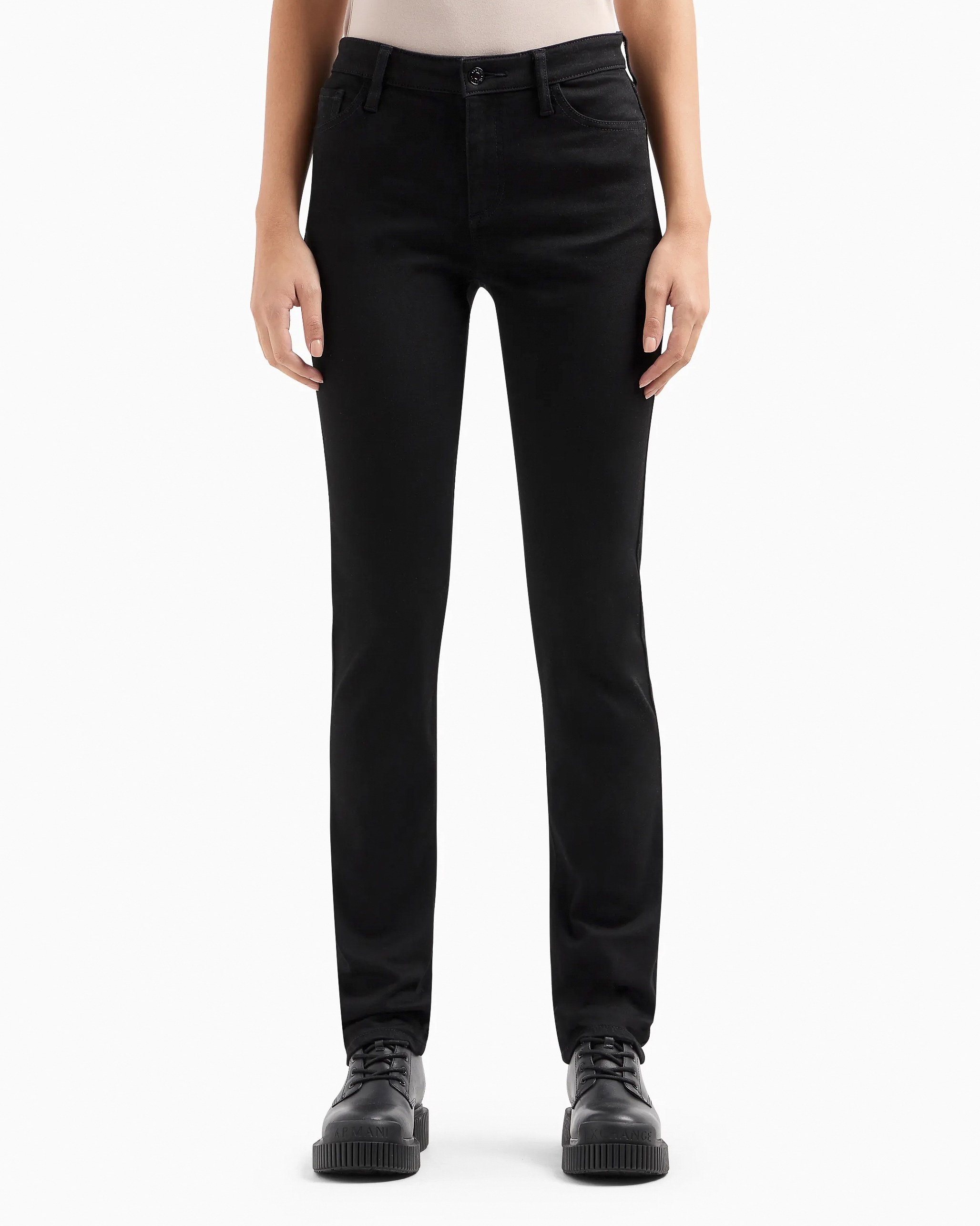 Pantaloni neri slim fit in cotone e viscosa stretche image