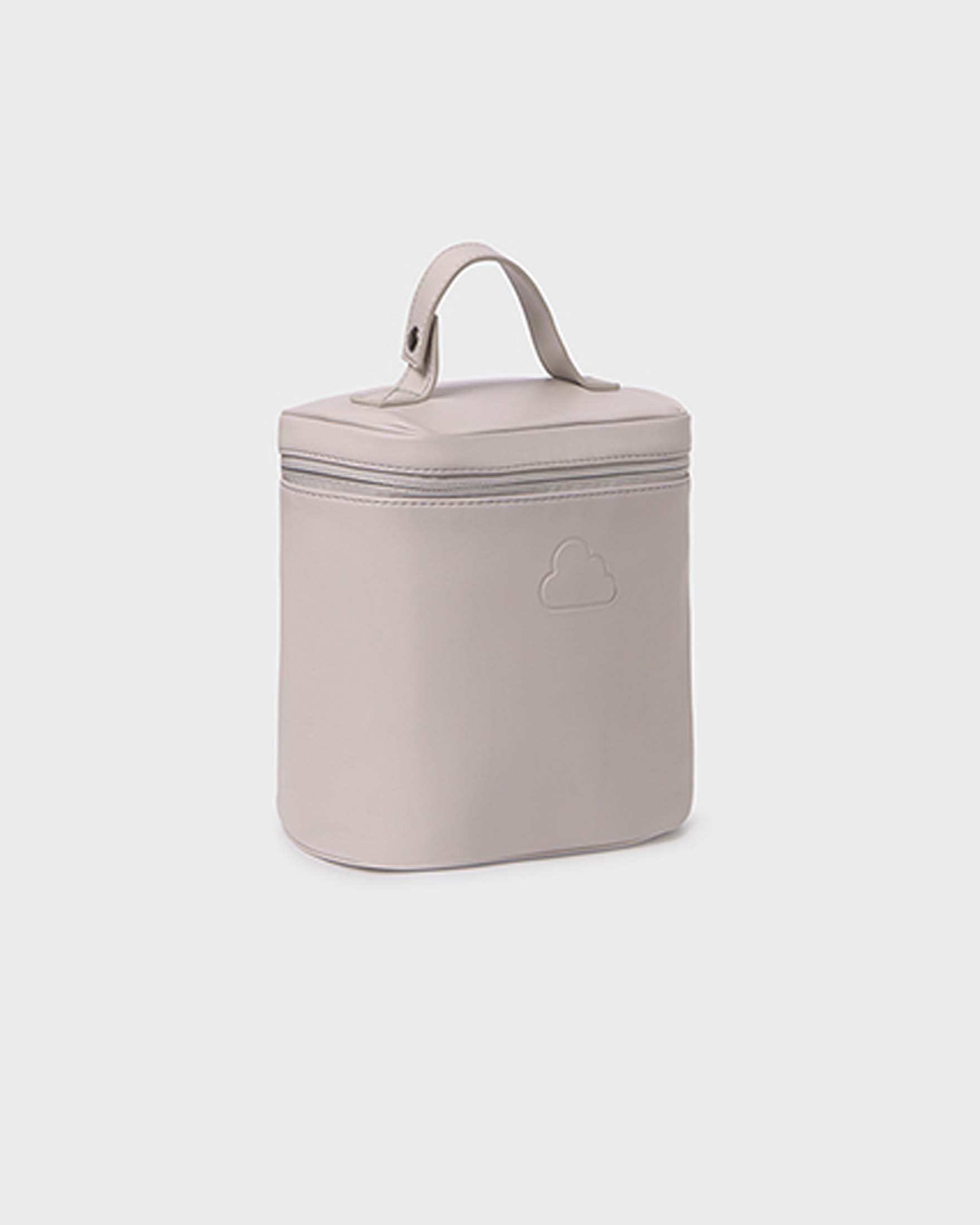Borsa termica beige in similpelle con manico e nuvoletta