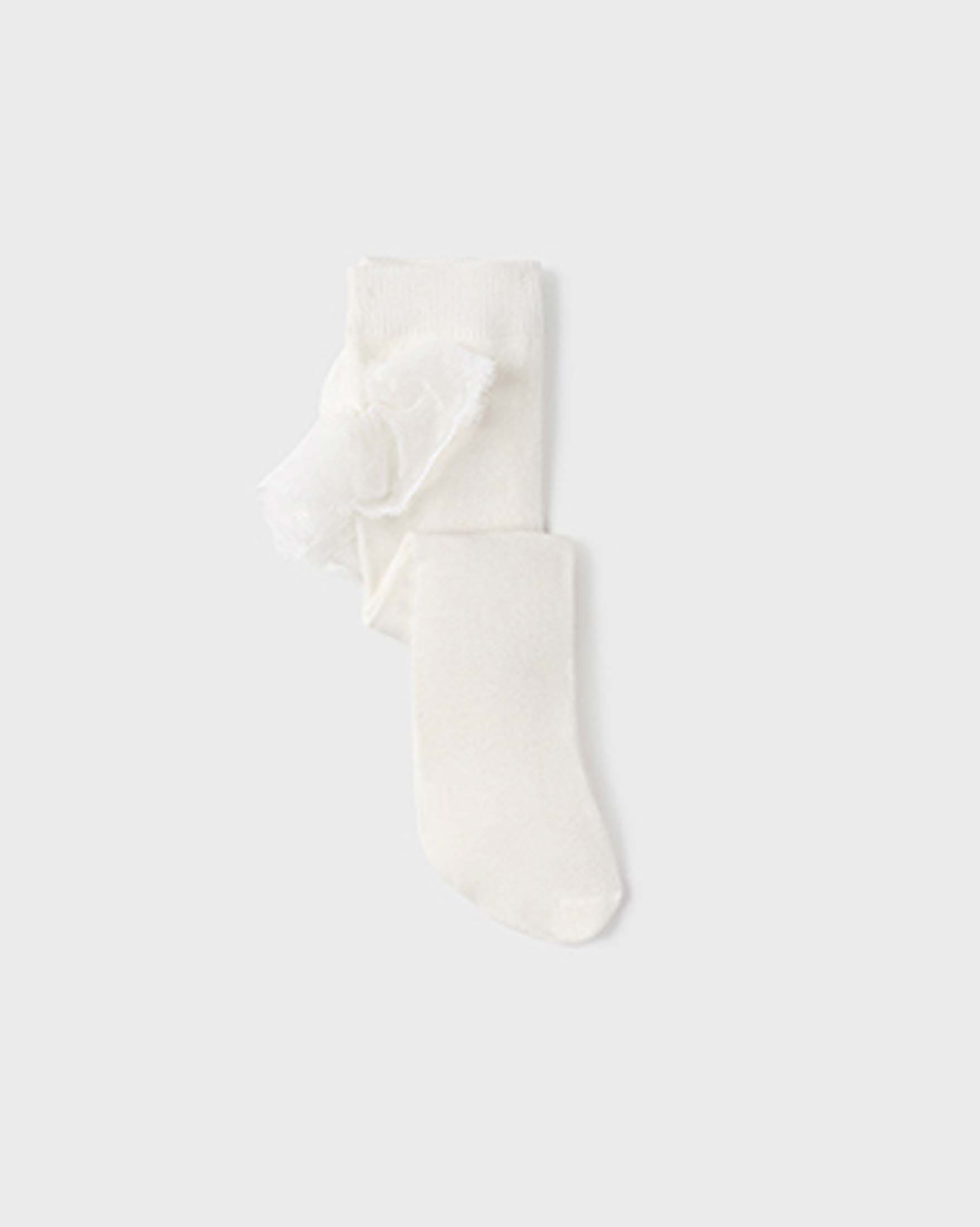 Calze panna in misto modal stretch con volant ricamato