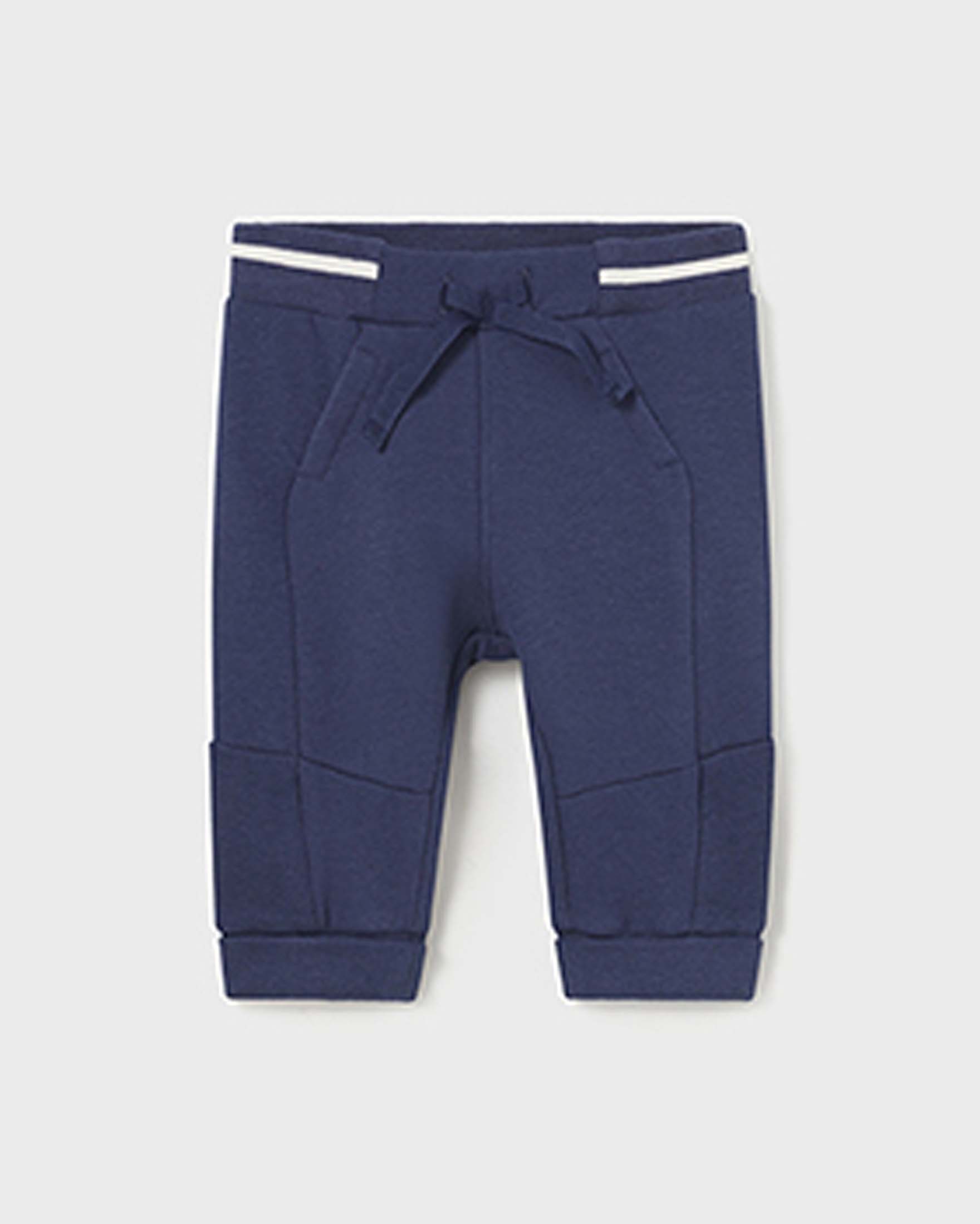 Jogger blu in felpa di cotone stretch con coulisse