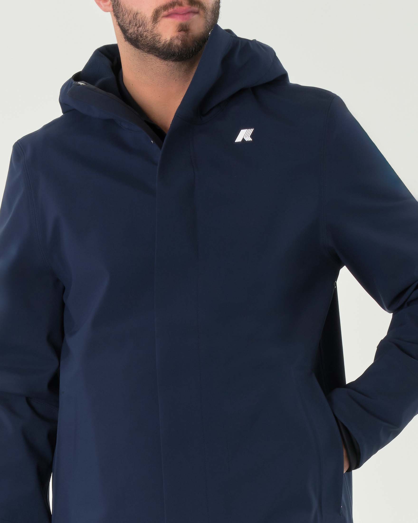 Parka K-way Thomas Bonded blu in nylon tecnico con cappuccio fisso image